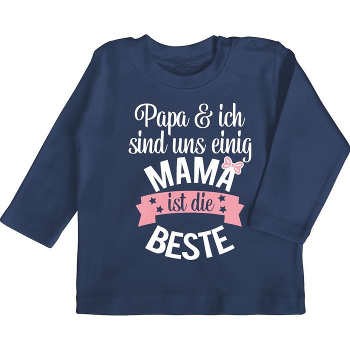 Shirtracer T-Shirt Mama ist die beste - rosa weiß - Muttertagsgeschenk Baby - Baby T-Shirt langarm papa baby shirt - die beste mama - presents for mom