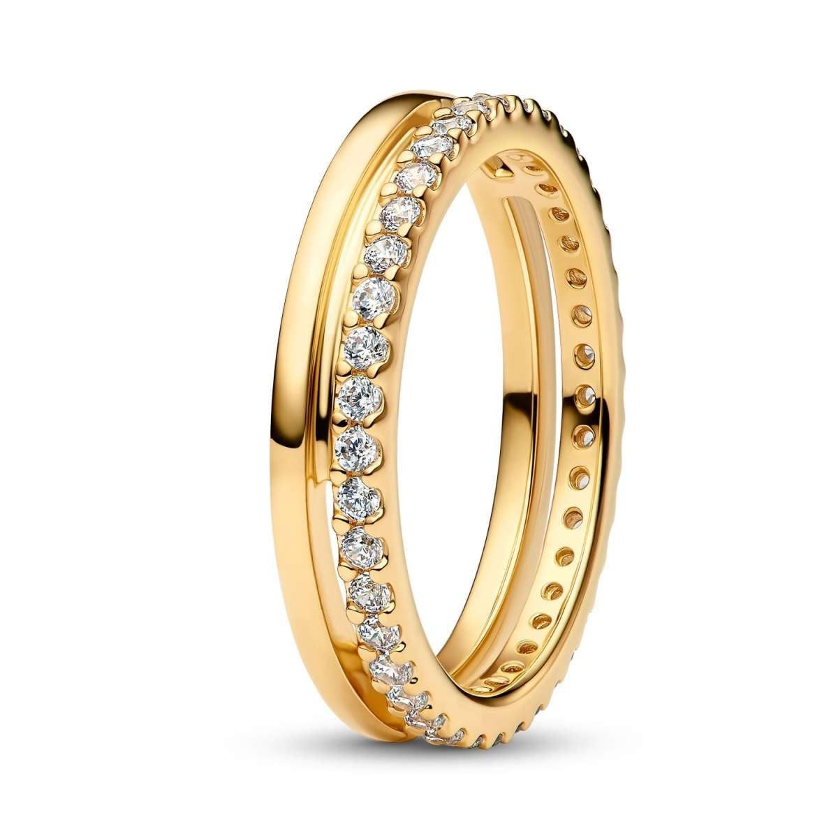 Pandora Fingerring 163799C01, für Damen-Ring Doppelband Goldfarben