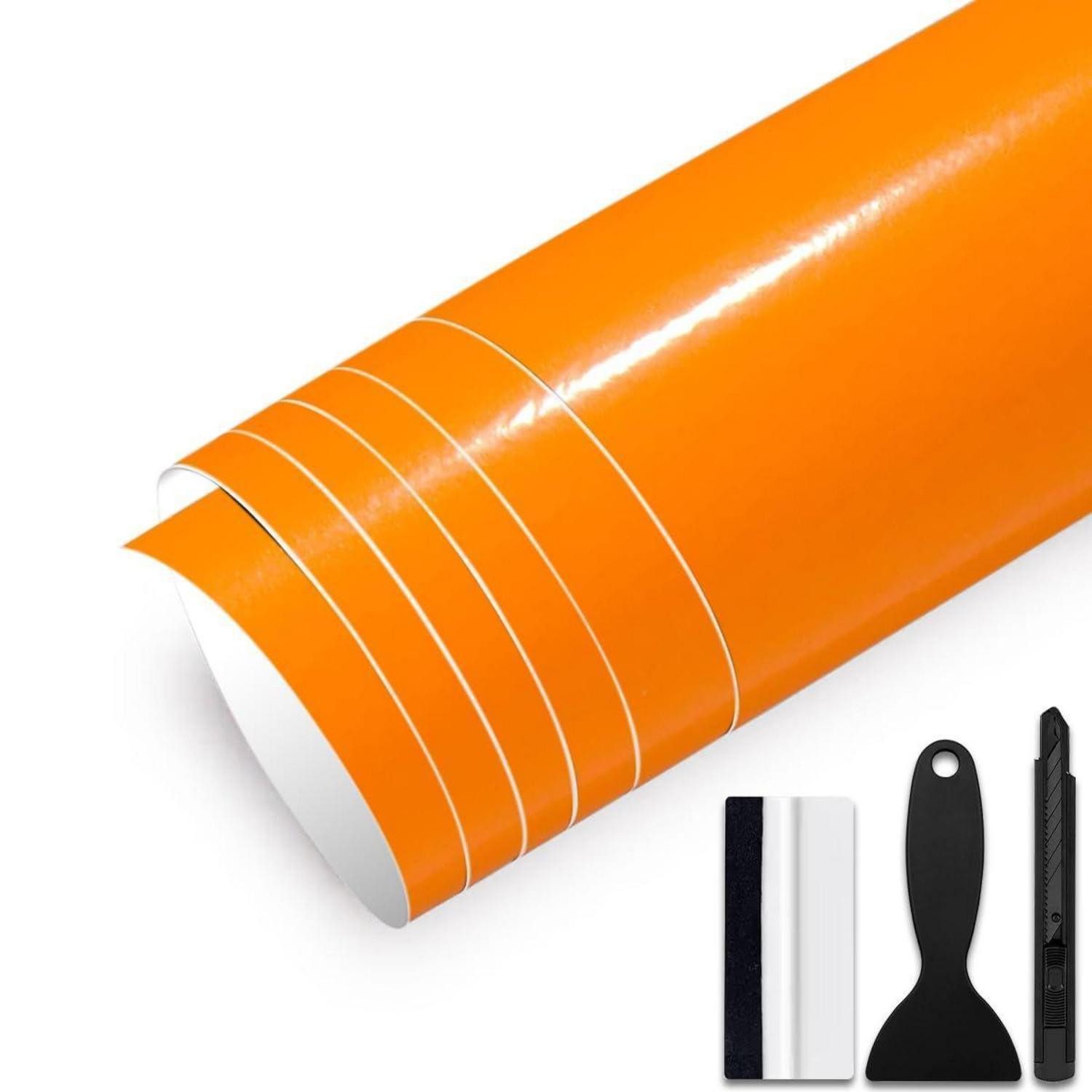 LuxusKollektion Lackschutzfolie Autofolie Selbstklebend Luftkanäle Blasenfrei 30cm x 150cm Orange