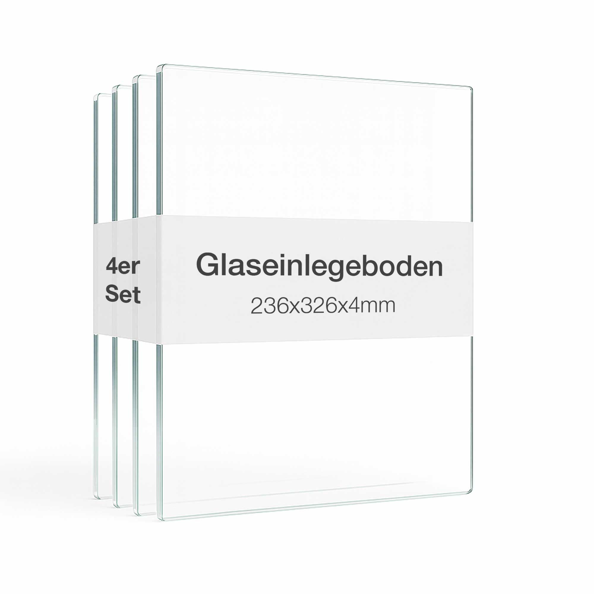 K-Möbel Glasvitrine Glasboden Standvitrine 1-türig 4er Set (4-St) Inkl Abdeckkappen und Bodenträger