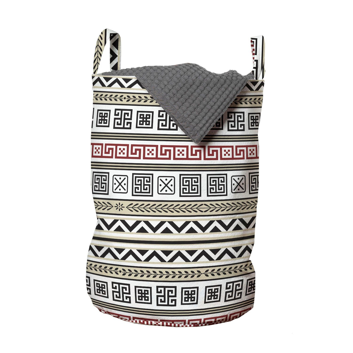 Abakuhaus Wäschesäckchen Wäschekorb mit Griffen Kordelzugverschluss für Waschsalons, Ethnisch Geometrisches Muster
