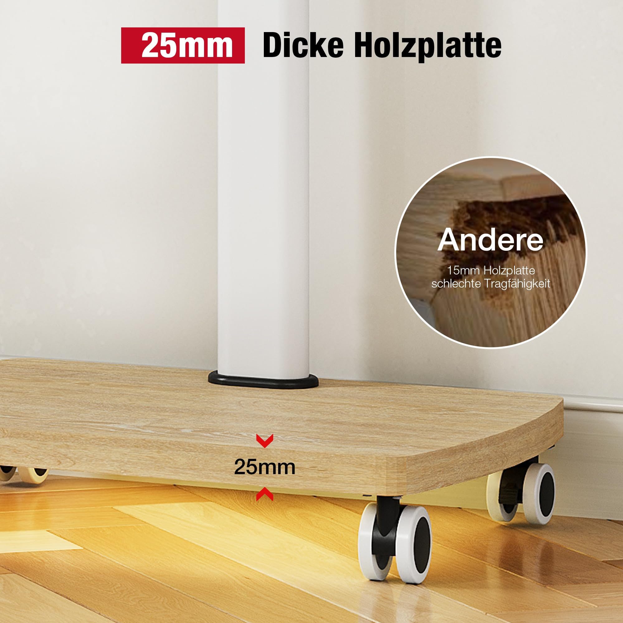 AOKCOS TV-Ständer TV-Rollwagen, mit Rädern, 32-65 Zoll, mit LED-Beleutung, (bis 65 Zoll, höhenverstellbar, von -2° bis +10° neigbar, ±30° schwenkbar)