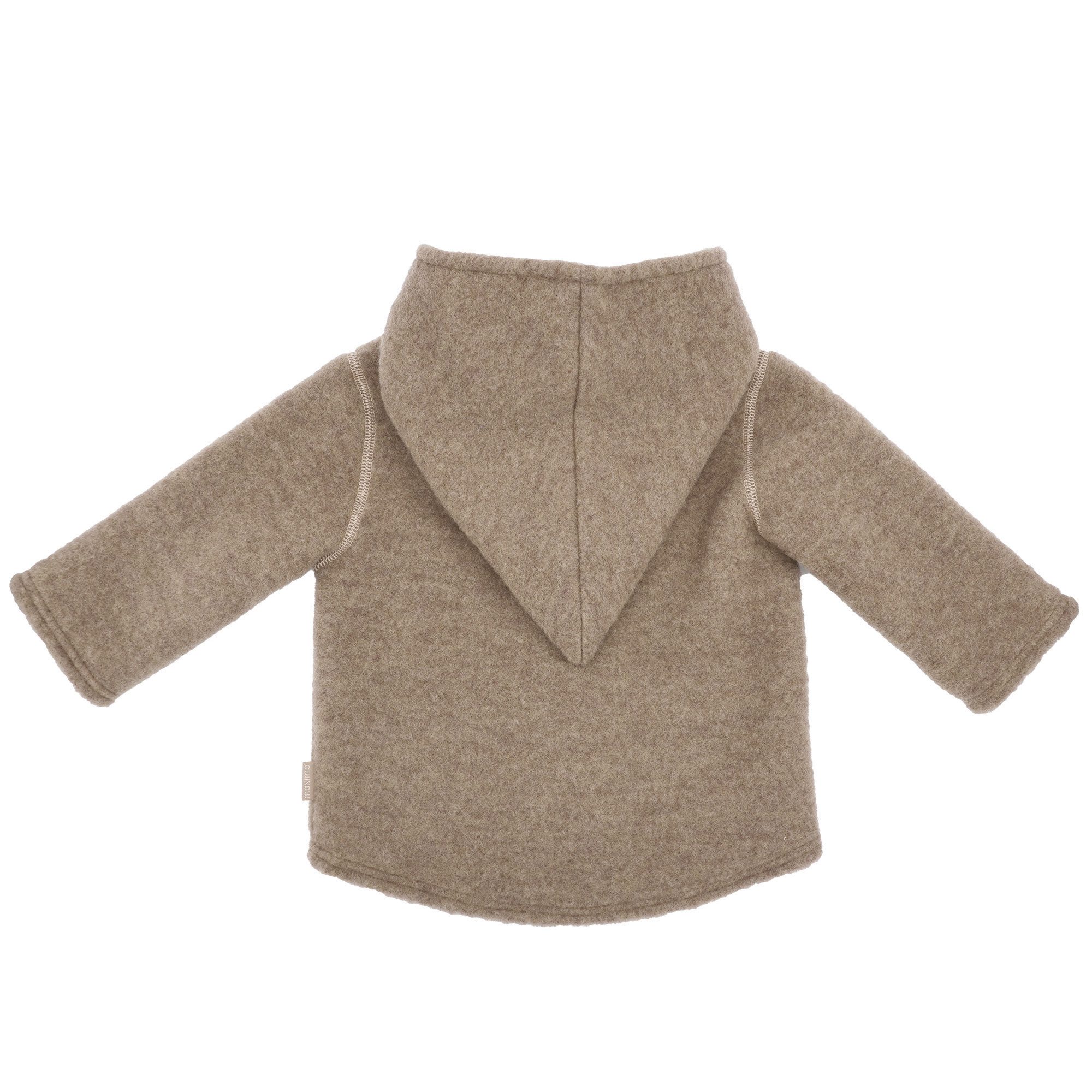 MAXIMO Fleecejacke aus Wolle, wärmend, atmungsaktiv, zum knöpfen, gefüttert, mit Kapuze