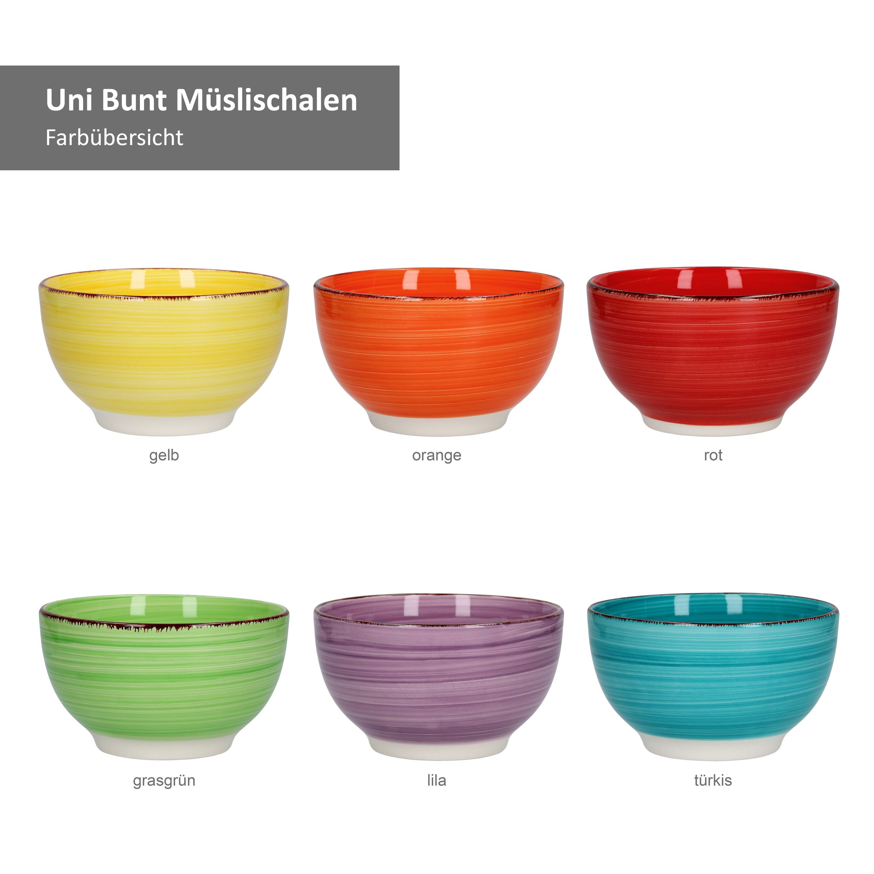 MamboCat Müslischale 6er Set Müslischale Uni Bunt, Steingut – Bild 5 von 5