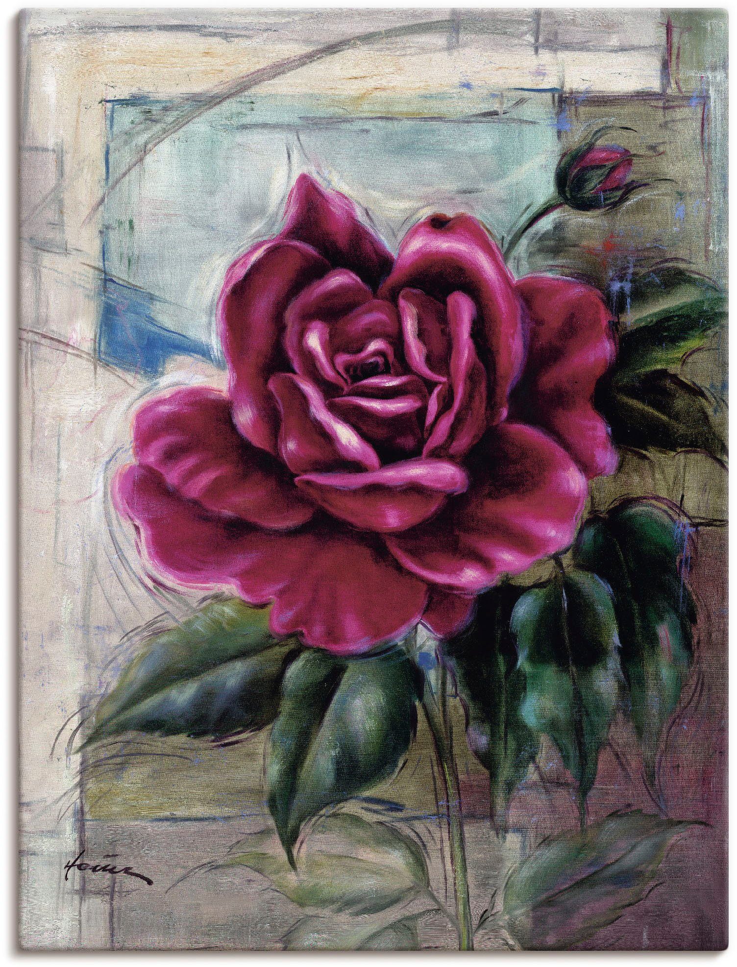 Artland Leinwandbild Rose II, Blumen (1 St), auf Holzrahmen gespannt