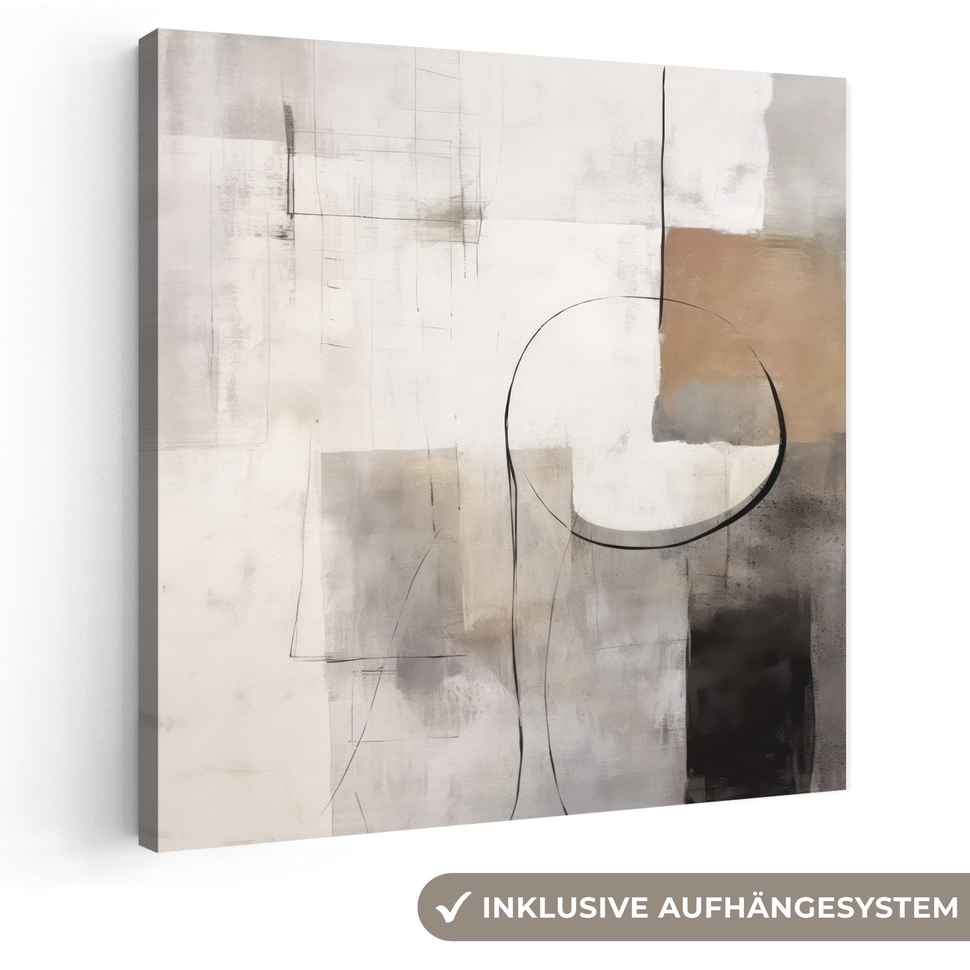 OneMillionCanvasses® Leinwandbild Abstrakte Kunst - Industriell - Weiß - Grau, Fotodruck (1 St), Wandbild, Deko Schlafzimmer Wohnzimmer Flur 20x20 cm