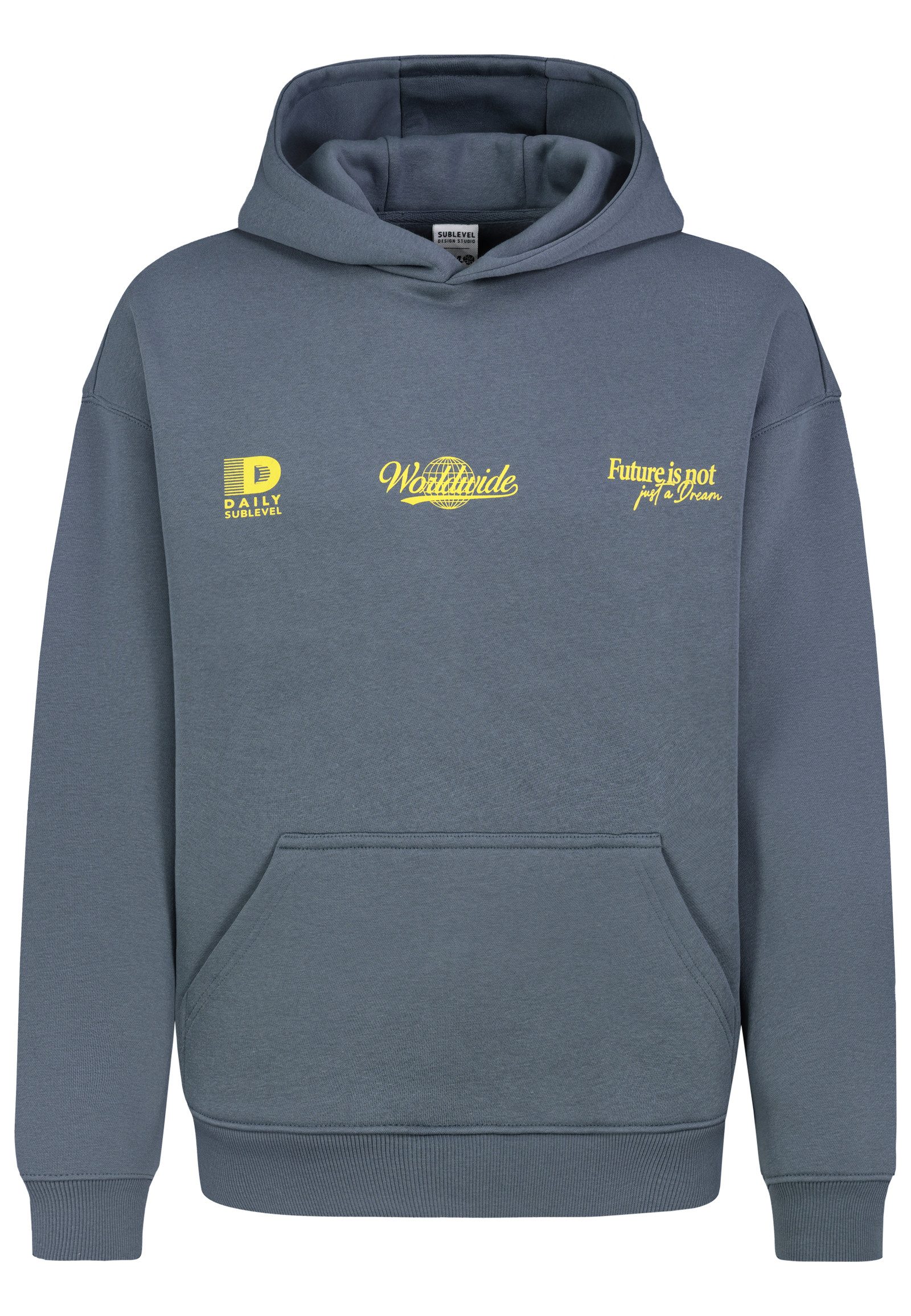 SUBLEVEL Kapuzenpullover Herren Hoodie Statement Oversize Fit, Kängurutasche