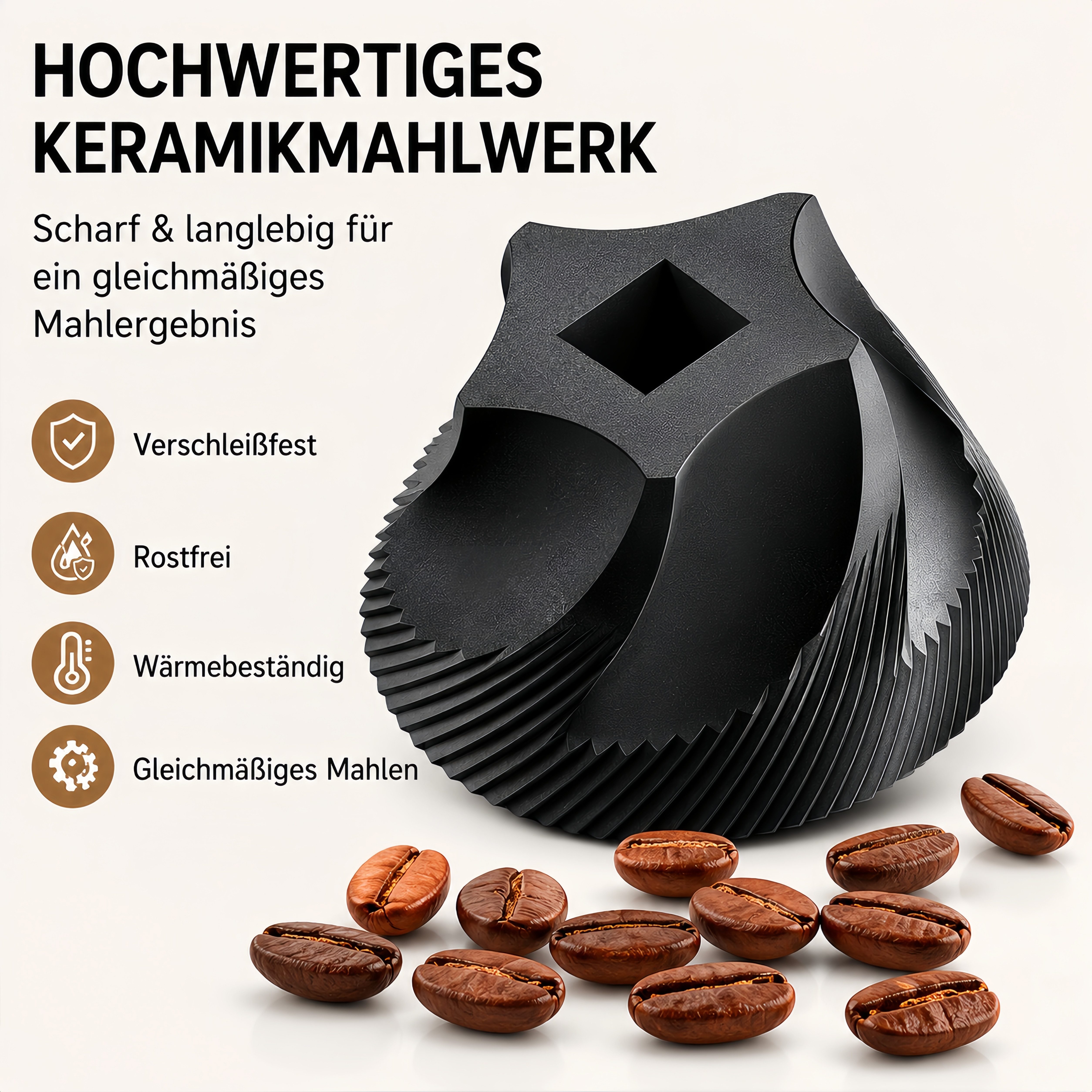 Forrlite Kaffeemühle Externer, verstellbarer manueller Kaffeemühle mit hochpräzisem, Kaffeemühle mit 40 Mahlgraden, Tragbare Kaffeemühle für Espresso, 30 g Bohnenbehälter