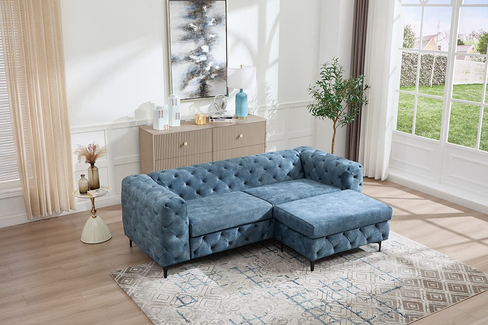riess-ambiente 3-Sitzer MODERN BAROCK 235cm petrol - Samt, 3-Sitzer, Federkern, Chesterfield, Einzelartikel 1 Teile, Moderner Dreisitzer - ideal f. ein komforta – Bild 5 von 5
