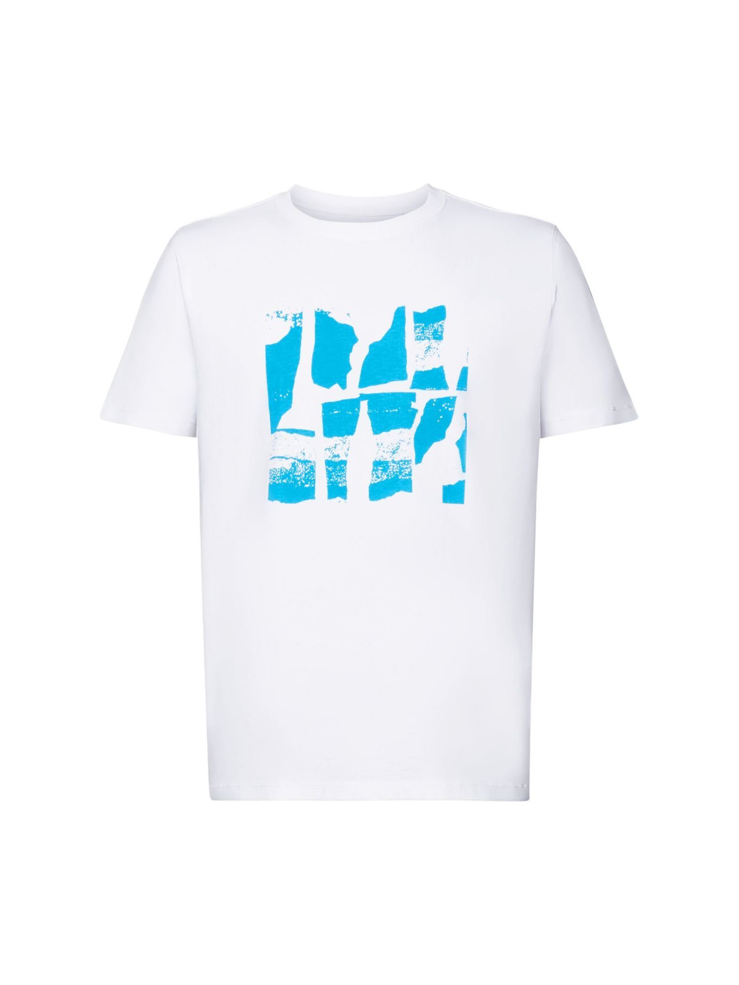 Esprit T-Shirt T-Shirt mit Frontprint, 100% Baumwolle (1-tlg) WHITE