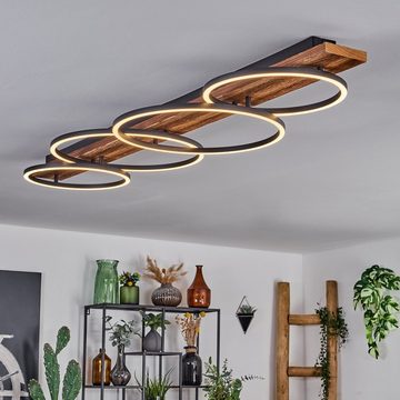 hofstein Deckenleuchte moderne Deckenlampe aus Metall/Holz/Kunststoff in Schwarz/Natur/Weiß, LED fest integriert, 3000 Kelvin, Leuchte im skandinavischen Design, 5100 Lumen, 3000 Kelvin