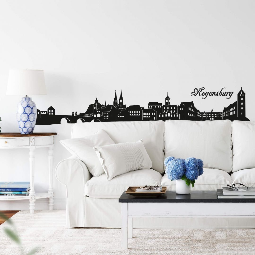 K&L Wall Art Wandtattoo Stadt Wandtattoo Regensburg Skyline Bayern Fanartikel 120cm, Wandbild selbstklebend, entfernbar