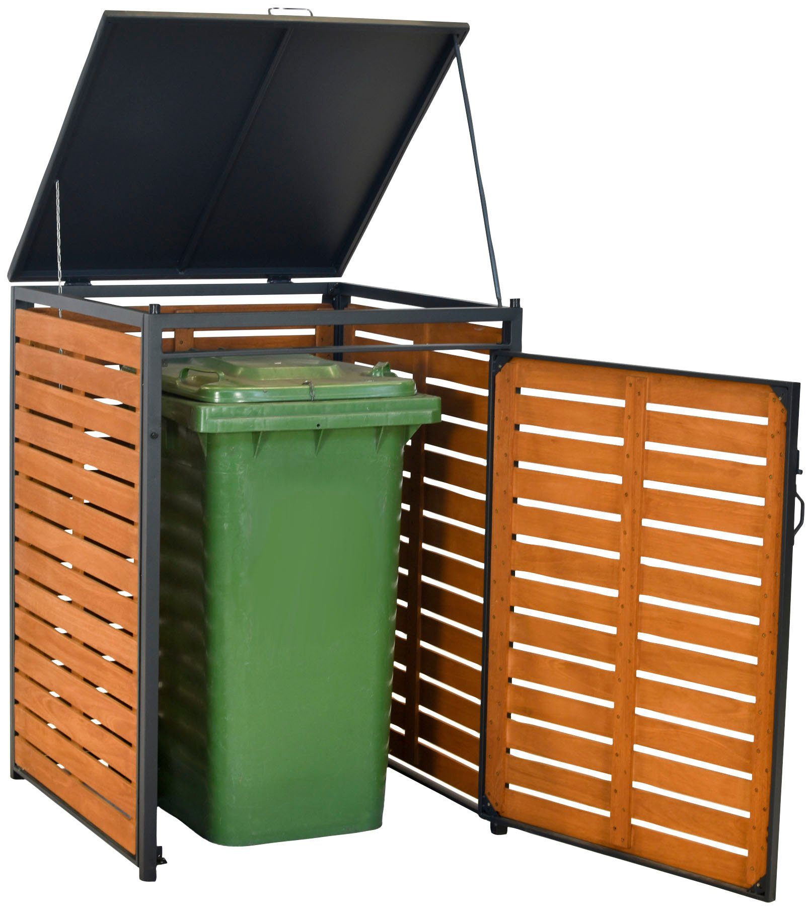 MERXX Mülltonnenbox Basis Alu/Eukalyptus, für 120 Liter Mülltonne