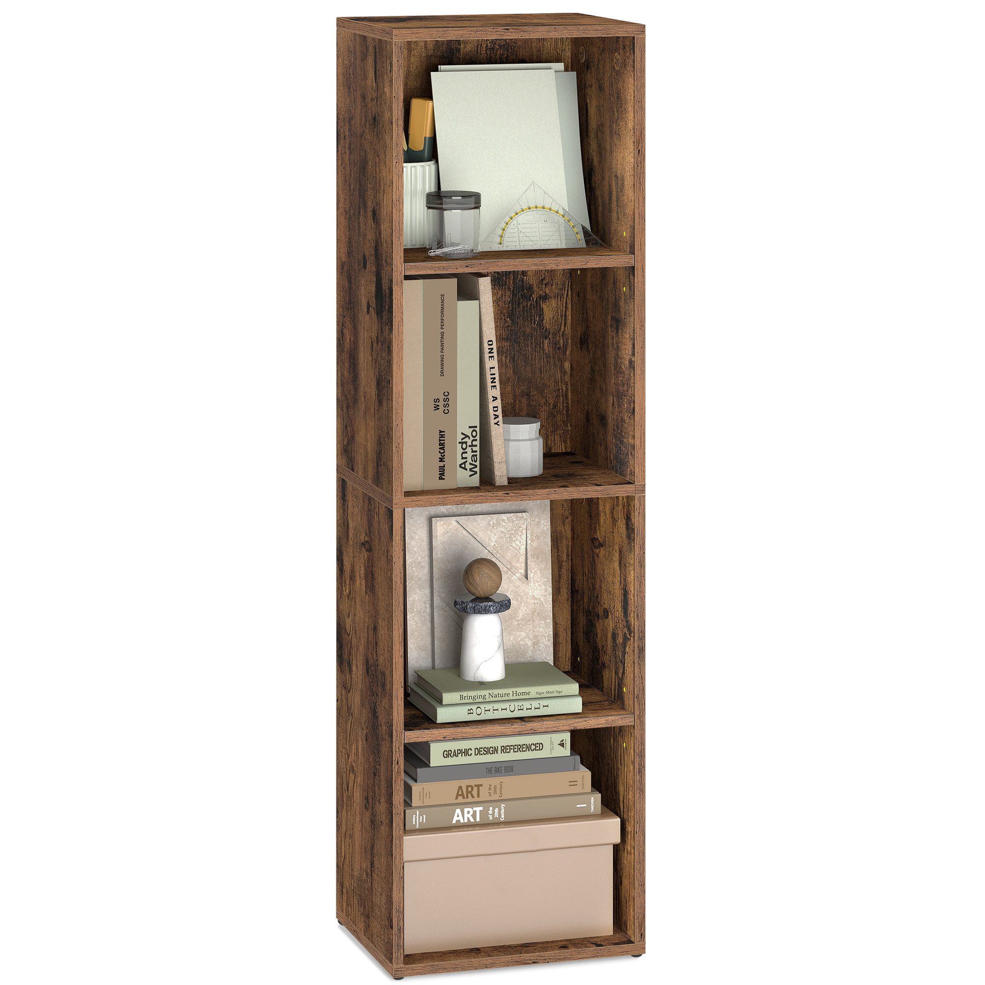 VASAGLE Bücherregal mit verstellbaren Ablagen, für Wohnzimmer, Homeoffice, Schlafzimmer, 4-stöckiges Regal, offenes Aufbewahrungsregal, 24 x 30 x 106 cm