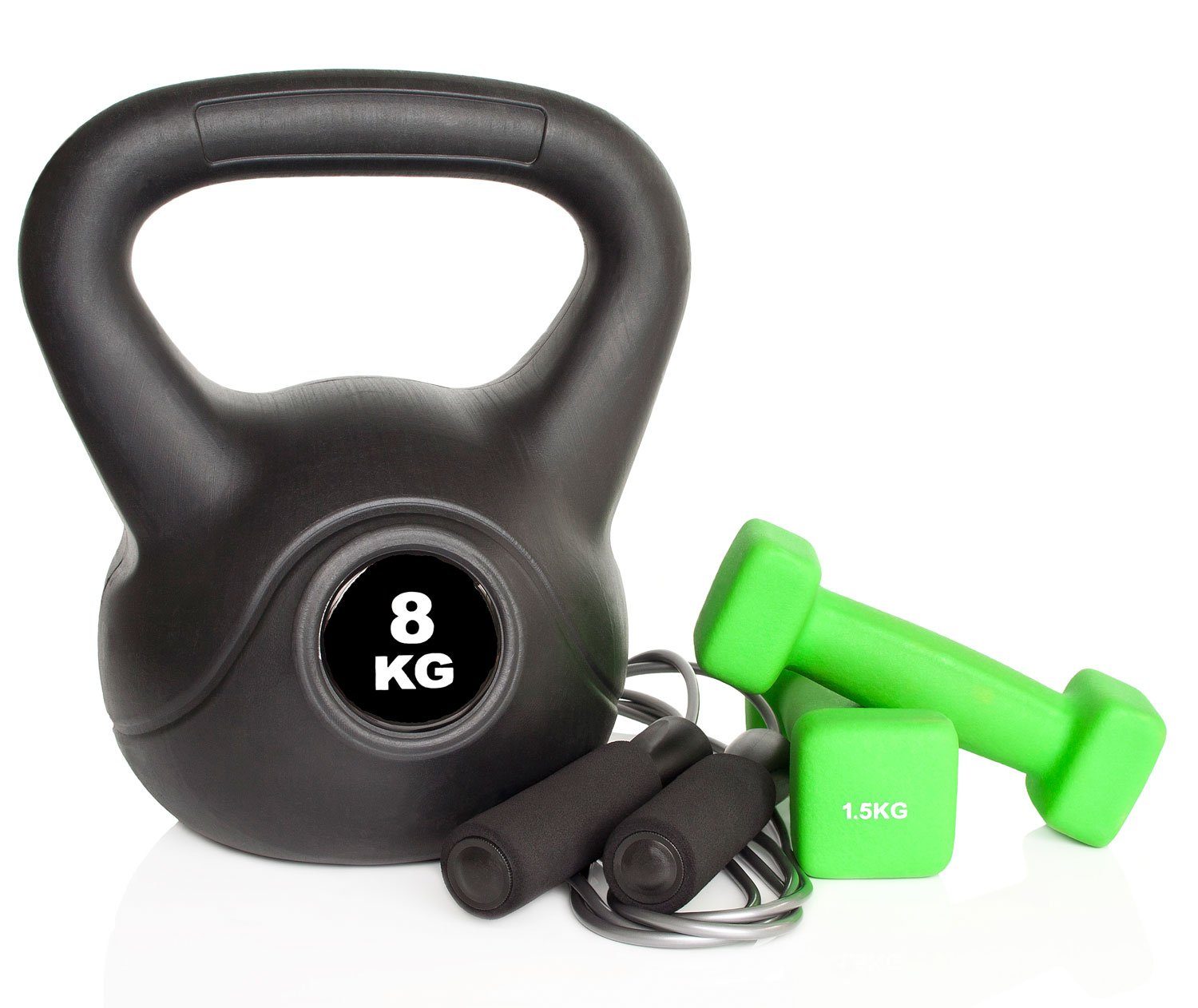 Fitforce Kettlebell Fitforce Kettlebell schwarz Kugelhantel 4kg 6kg 8kg 12kg, Kunststoff Hülle, Zementfüllung