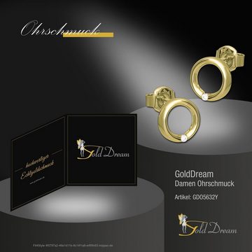 GoldDream Paar Ohrstecker GoldDream 333er Gold weiß Ring Zirkonia (Ohrstecker), Damen Ohrstecker Ring aus 333 Gelbgold - 8 Karat, Farbe: gold, weiß