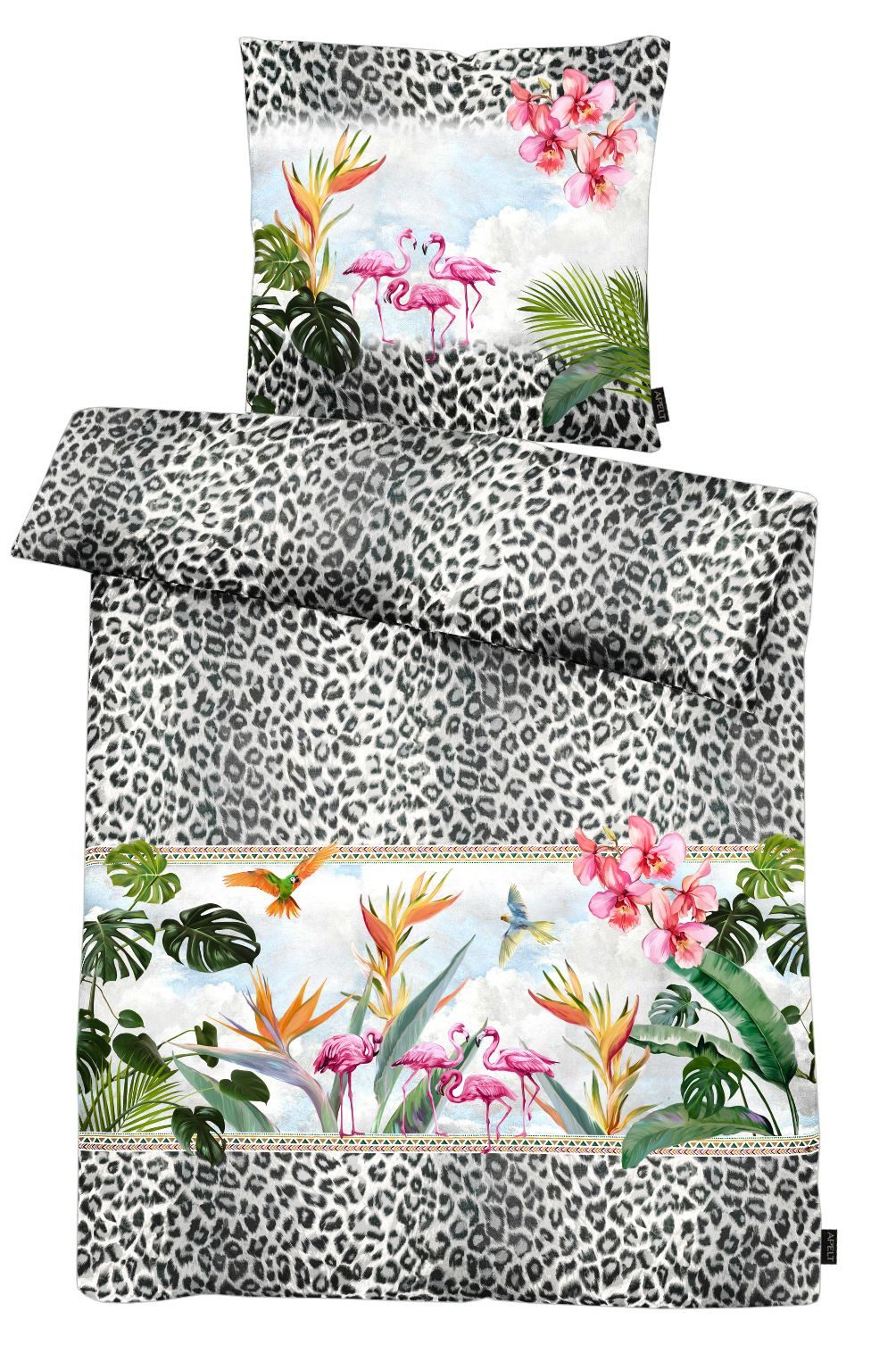 APELT Bettwäsche Paradise, Satin (Bio-Baumwolle), 2 teilig, Bettwäsche-Set mit Reißverschluss, Baumwoll-Satin, Digitaldruck