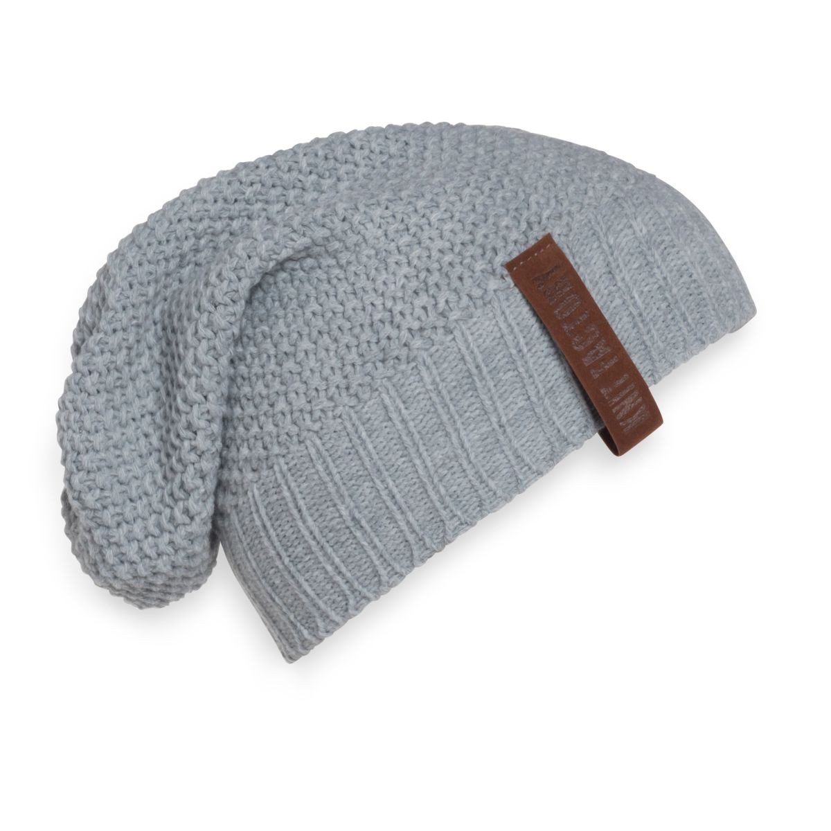 Knit Factory Strickmütze Coco Mützen One Size Glatt Grau (1-St) Mütze Strickmütze Kopfbedeckung Hut Wollmütze