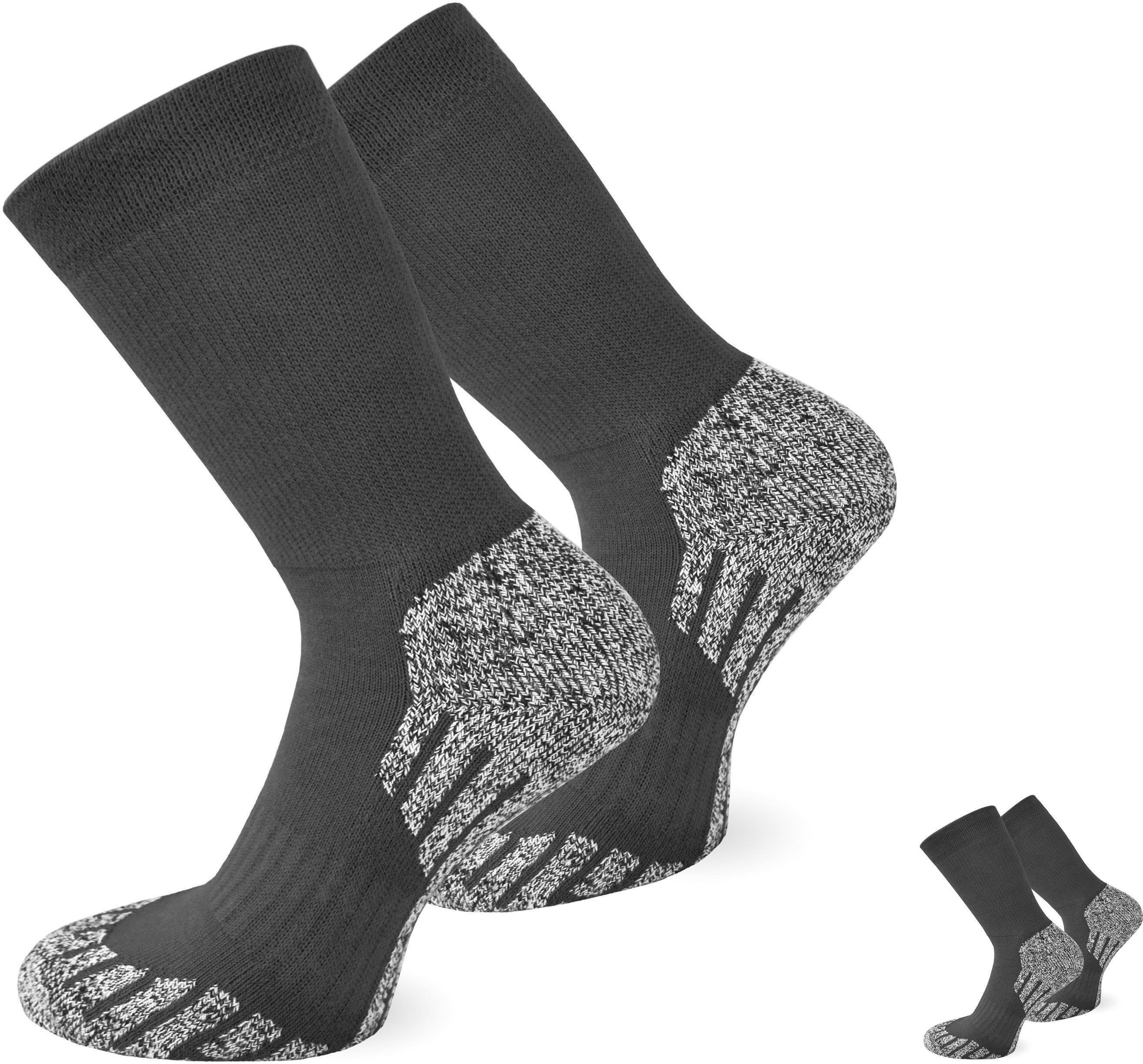 Schwarz Coolmax 2 Paar und im Polsterung Fersen- (Set, spezielle Paar) 2 Wandersocken Trekking-Funktionssocken Ballenbereich normani