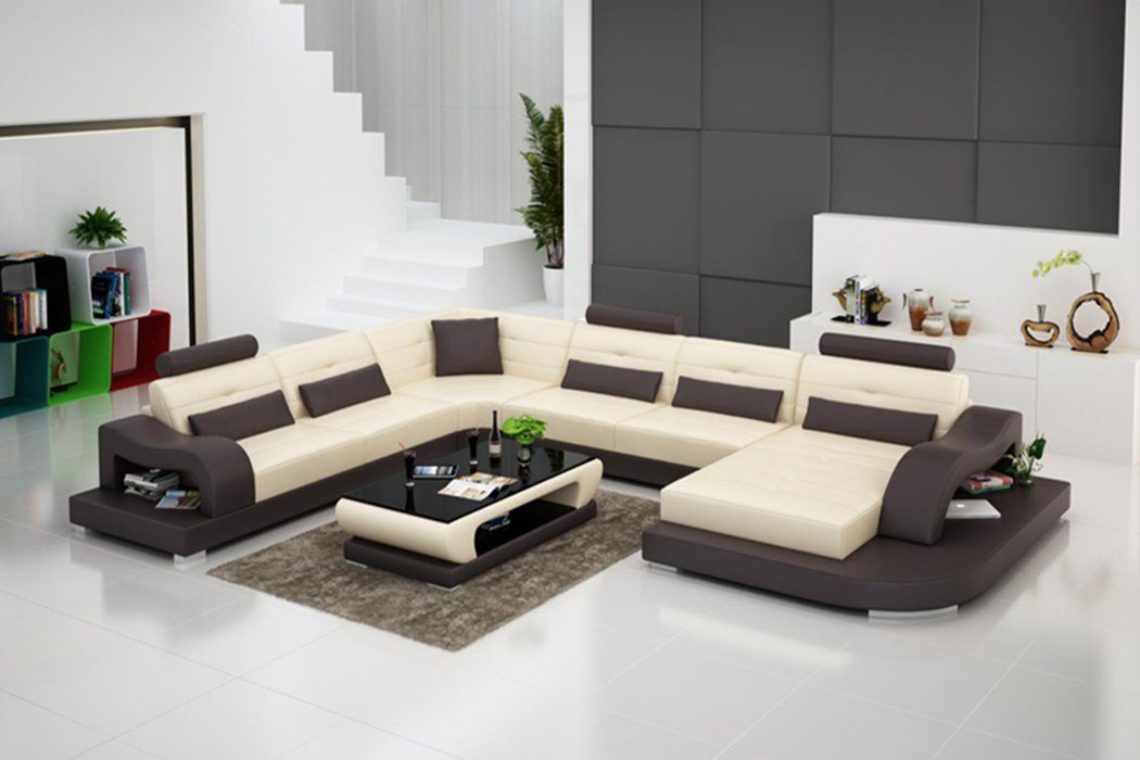 JVmoebel Ecksofa Ecksofa Sofa Couch Polster Eck Sitz Wohnlandschaft Garnitur U Form, Made in Europe Braun