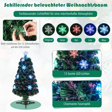 COSTWAY Künstlicher Weihnachtsbaum, mit 85 PVC Nadeln, 12 LEDs, Sternspitze