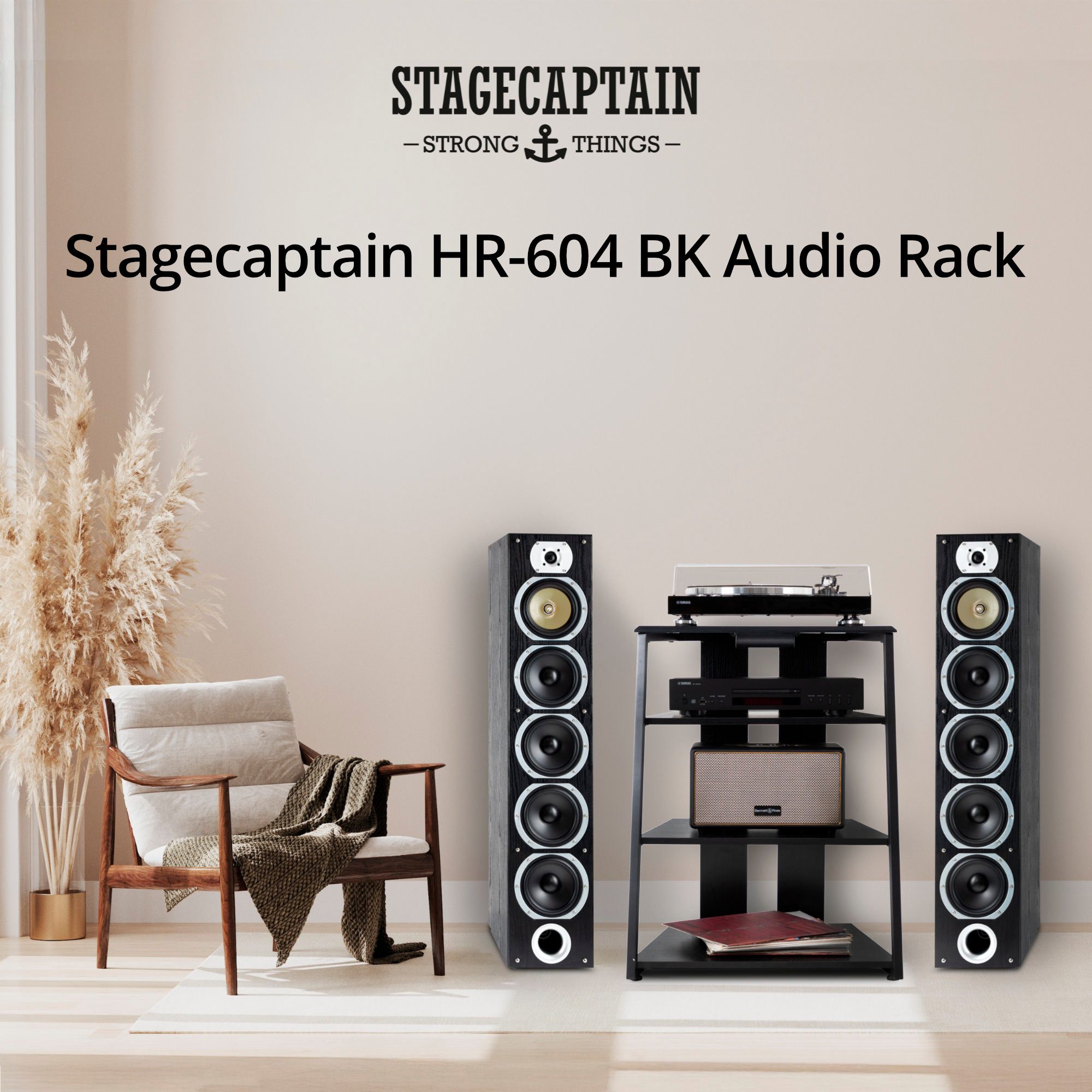 Stagecaptain TV-Regal HR-604 BK Audio Rack - Stylisches HiFi-Regal für Musi günstig online kaufen