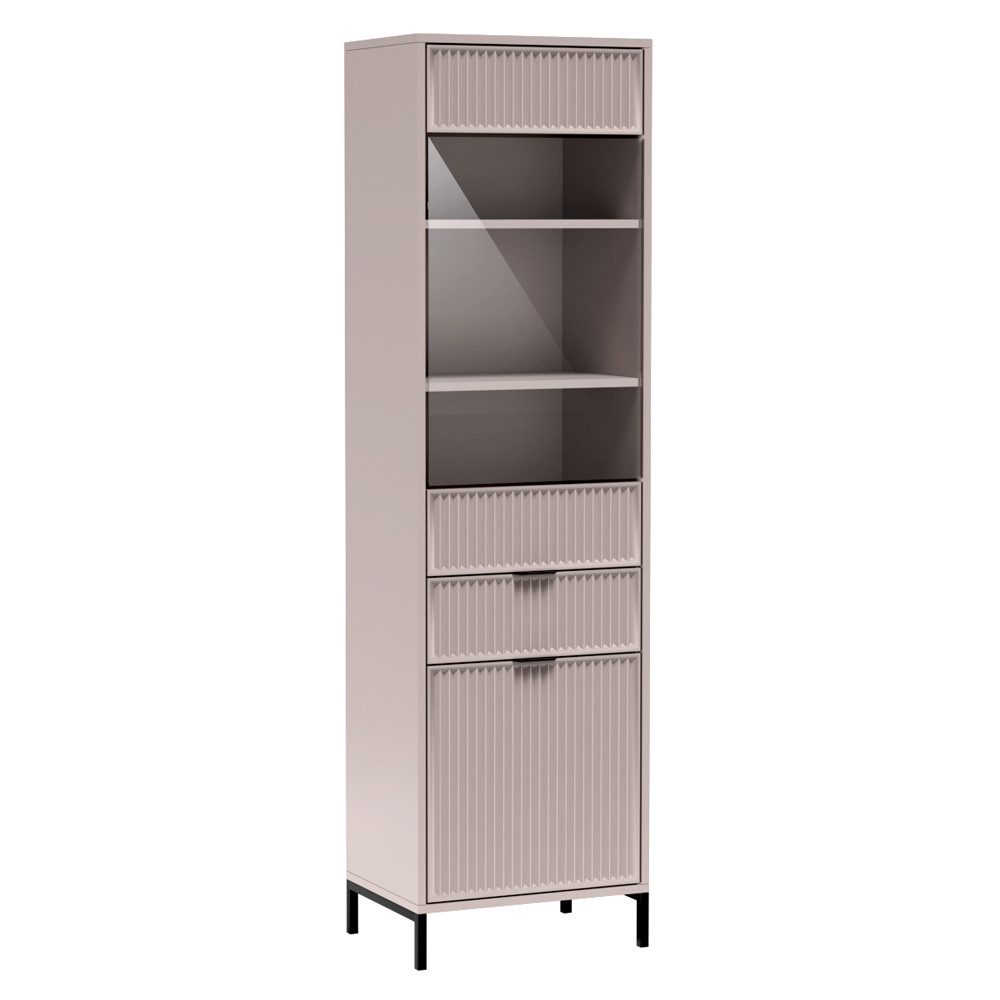 Lomadox Vitrine LAURO-161 Vitrinenschrank Wohnzimmer Kaschmir günstig online kaufen