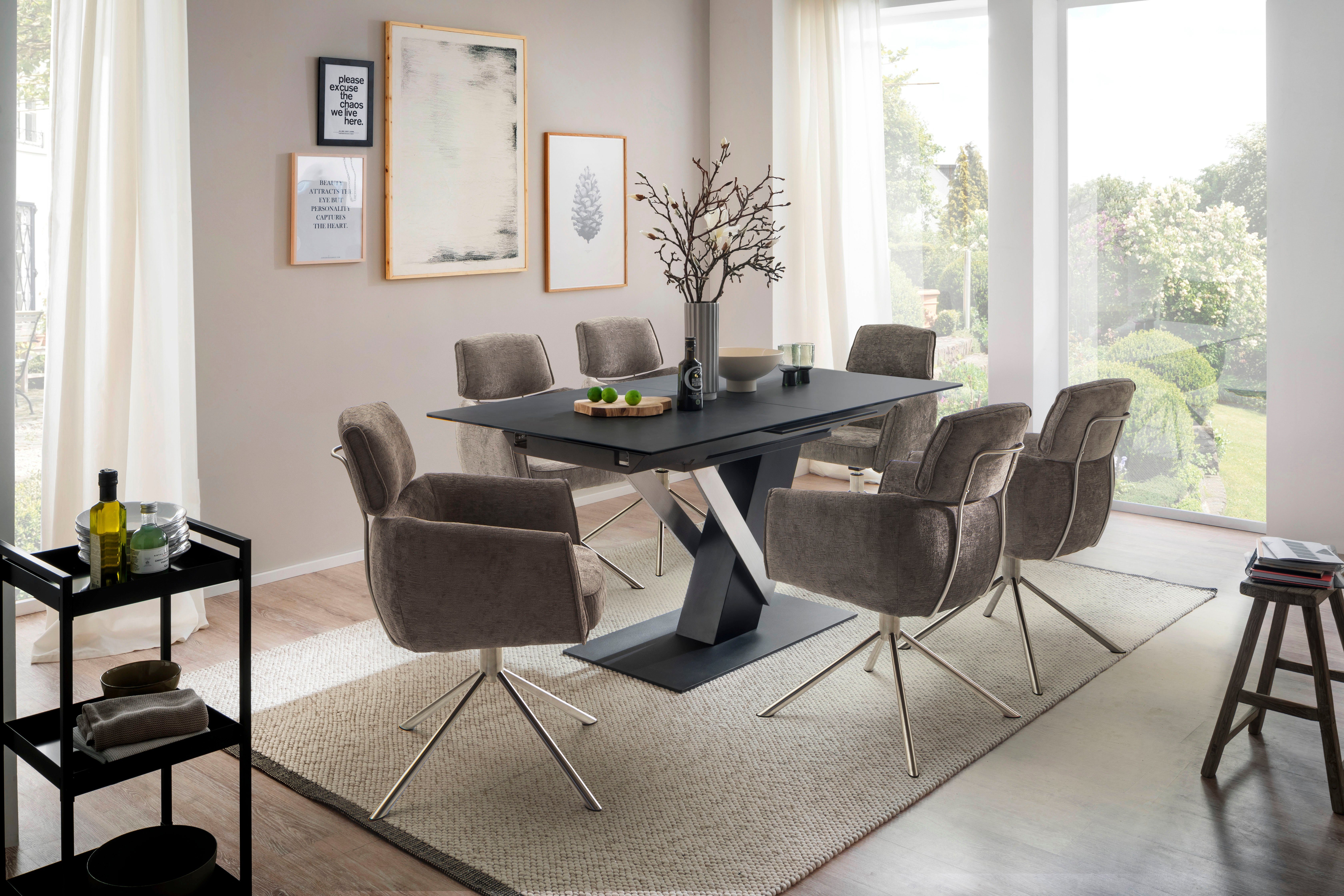 Belastbarkeit St), 2 MCA 120 Drehstuhl, QUEBEC taupe furniture | KG | Esszimmerstuhl (Set, gebürstet taupe Edelstahl