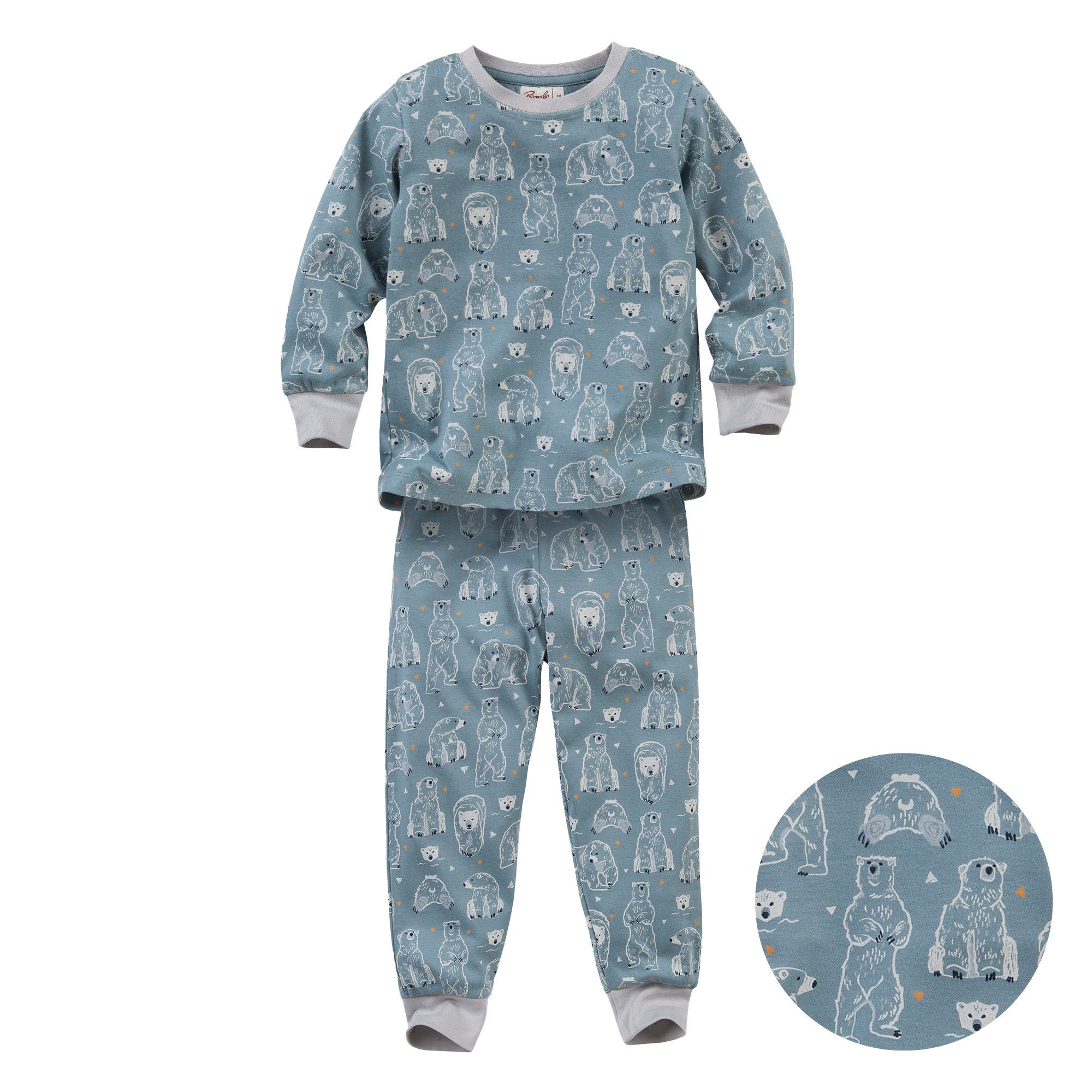 People Wear Organic Bio Schlafanzug Jungen Baumwolle aus Langarm "Eisbär", Pyjama