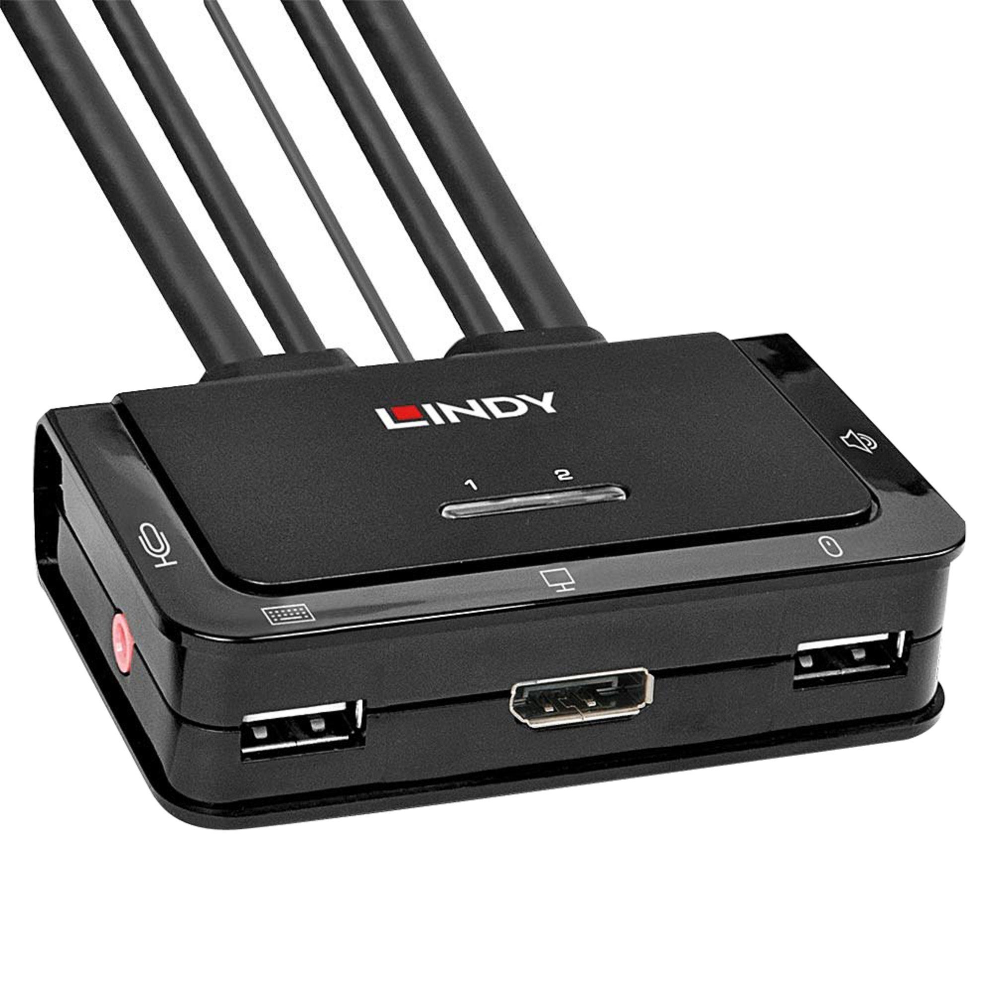 Lindy Lindy 2 & Netzwerk-Switch DisplayPort 1.2, USB 2.0 Port Audio
