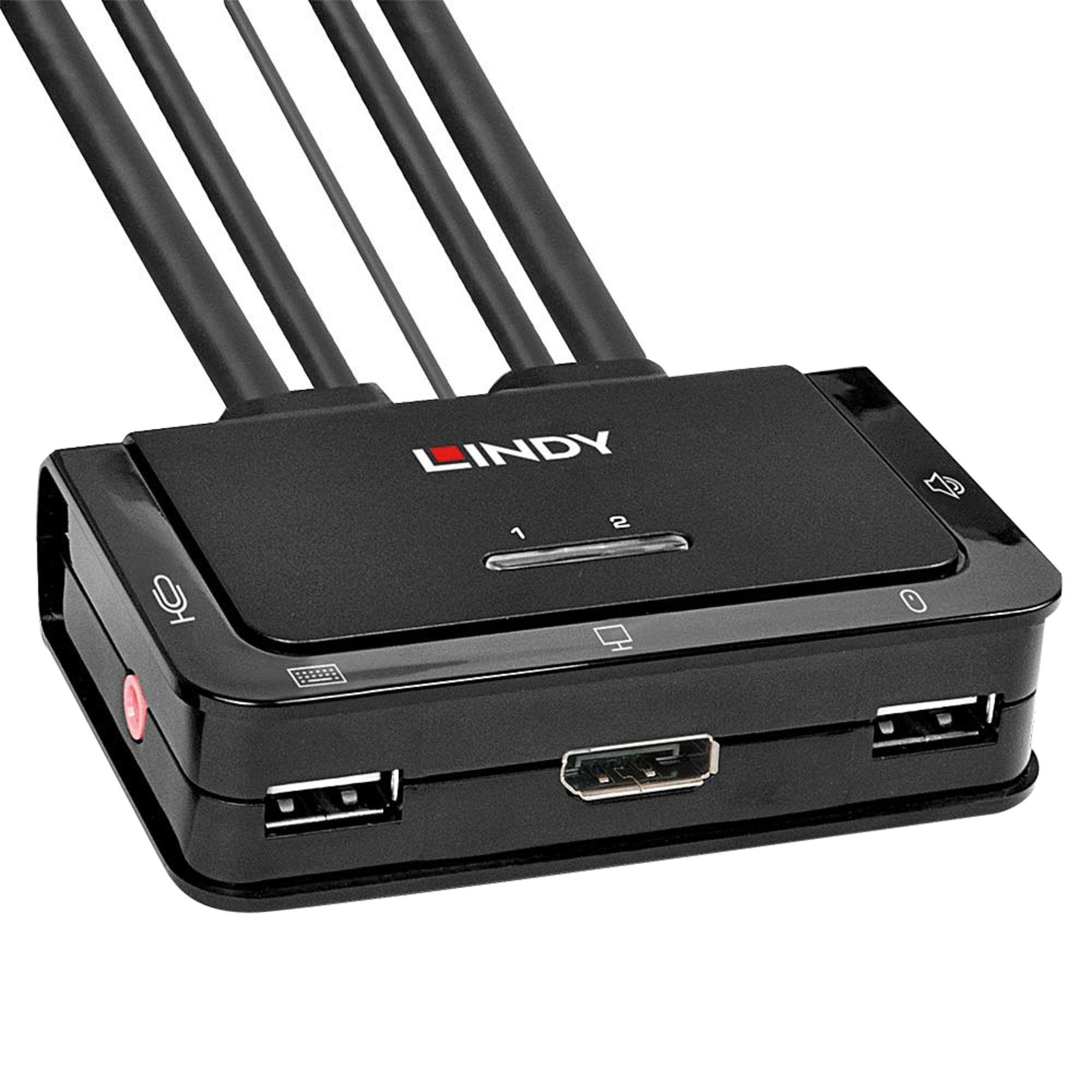 Lindy 2 Port DisplayPort 1.2, USB 2.0 & Audio Netzwerk-Switch