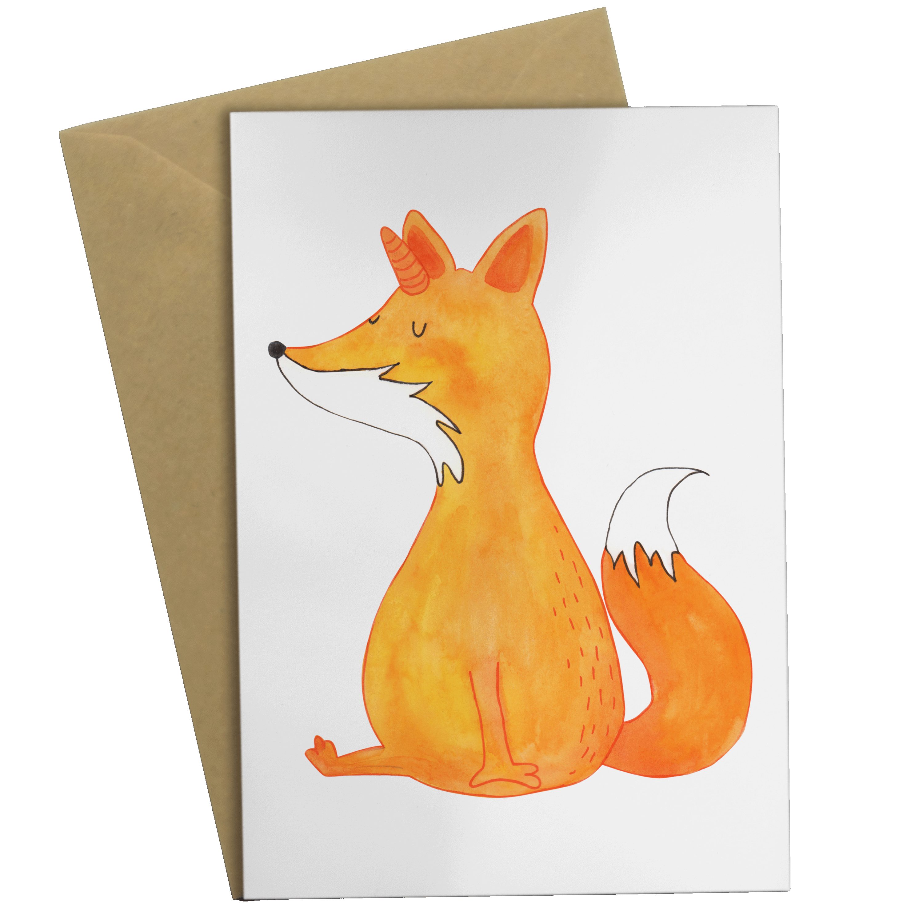 Mr. & Mrs. Panda Grußkarte Fuchshörnchen Wunsch - Weiß - Geschenk, Einladungskarte, Hochzeitskar