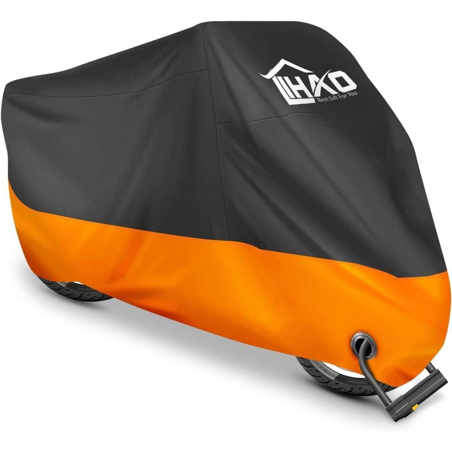 LuxusKollektion Abdeckhaube Motorradabdeckplane Wasserdicht Outdoor 190T 245x105x125 cm Orange