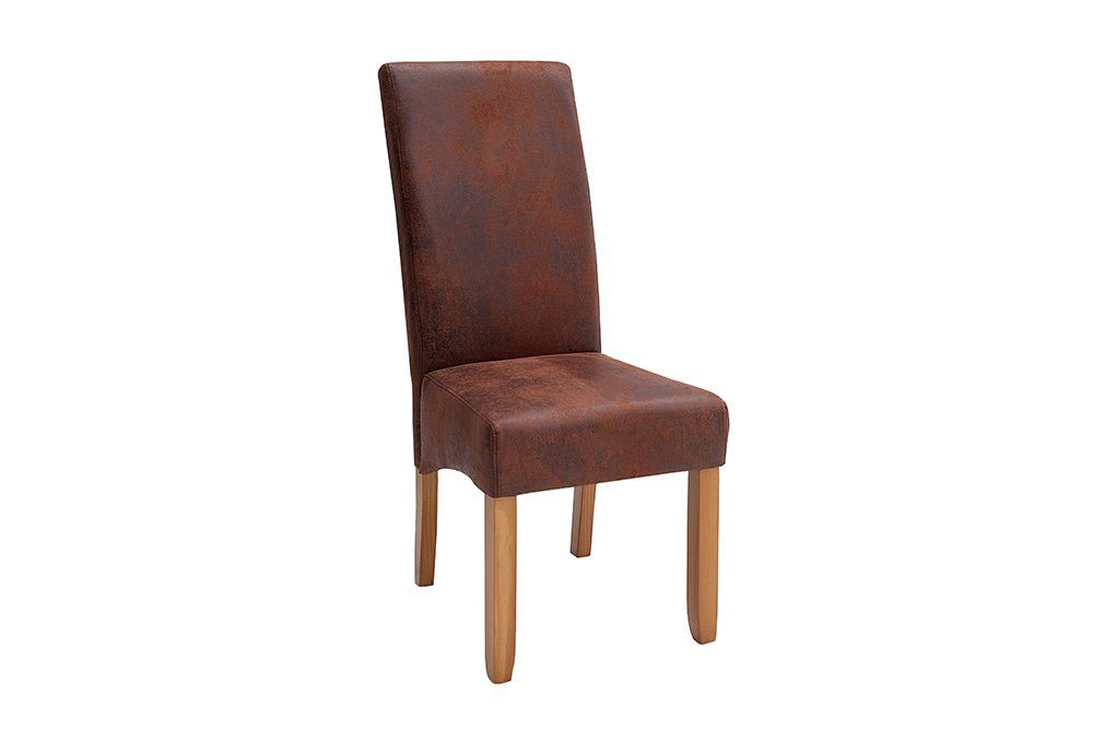 riess-ambiente Polsterstuhl CASA vintage braun/natur - Microfaser, Gummibaum, Massivholz, vintage (Einzelartikel, 1 St), bequeme Polsterung & hohe Lehne - ideal für Deinen Chesterfield-Look