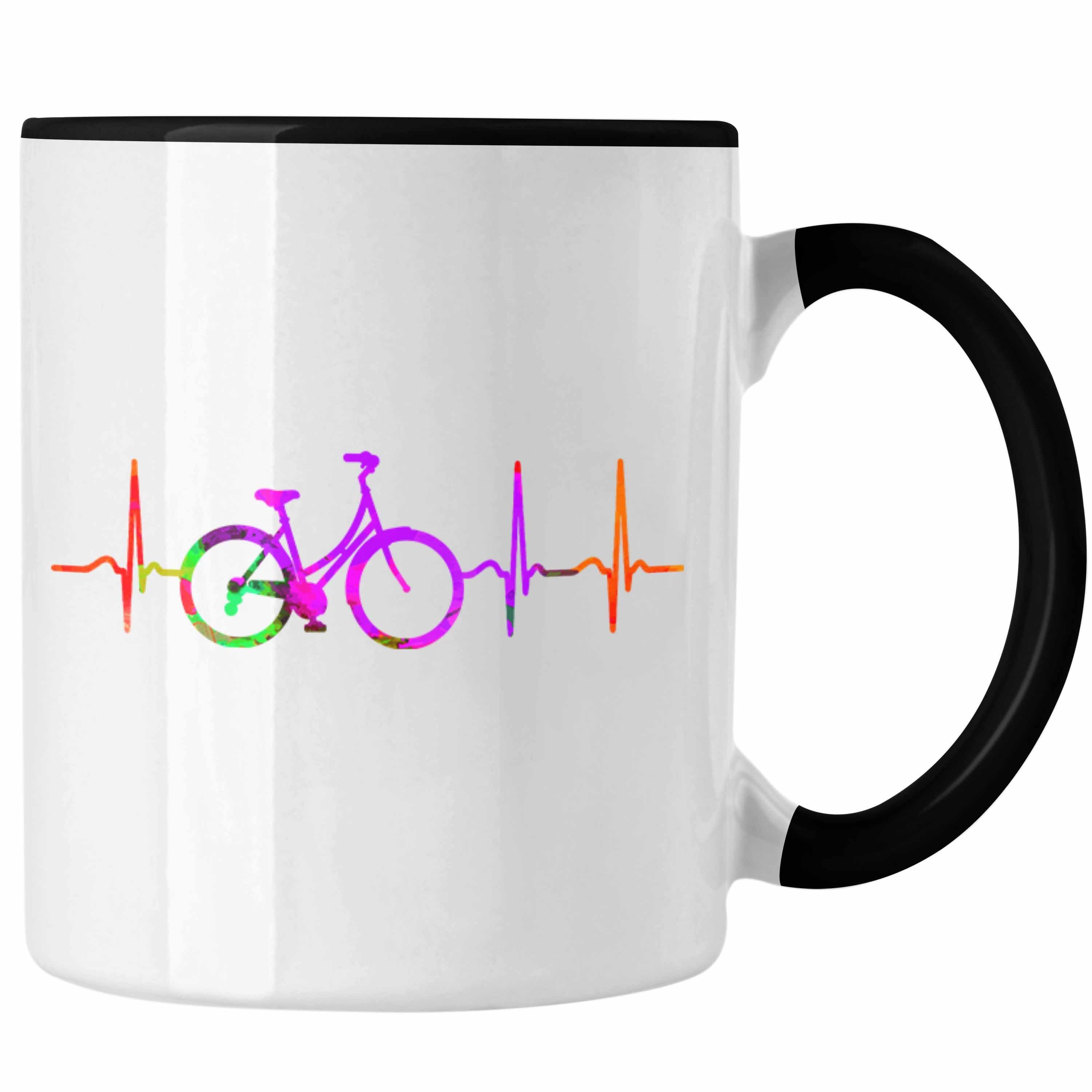 Trendation Tasse Tasse Fahrradfahrer Herzschlag Grafik Geschenk für Radfahrer Schwarz