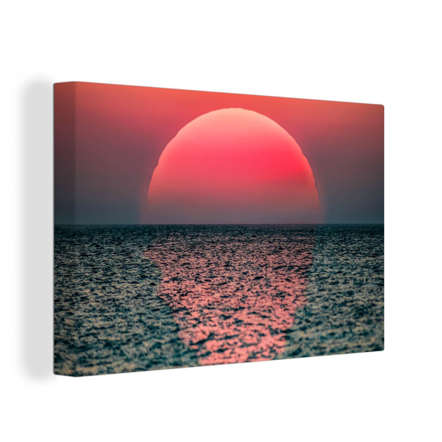 OneMillionCanvasses® Leinwandbild Sonnenuntergang auf dem Meer, (1 St), Wandbild Leinwandbilder, Aufhängefertig, Wanddeko, 30x20 cm