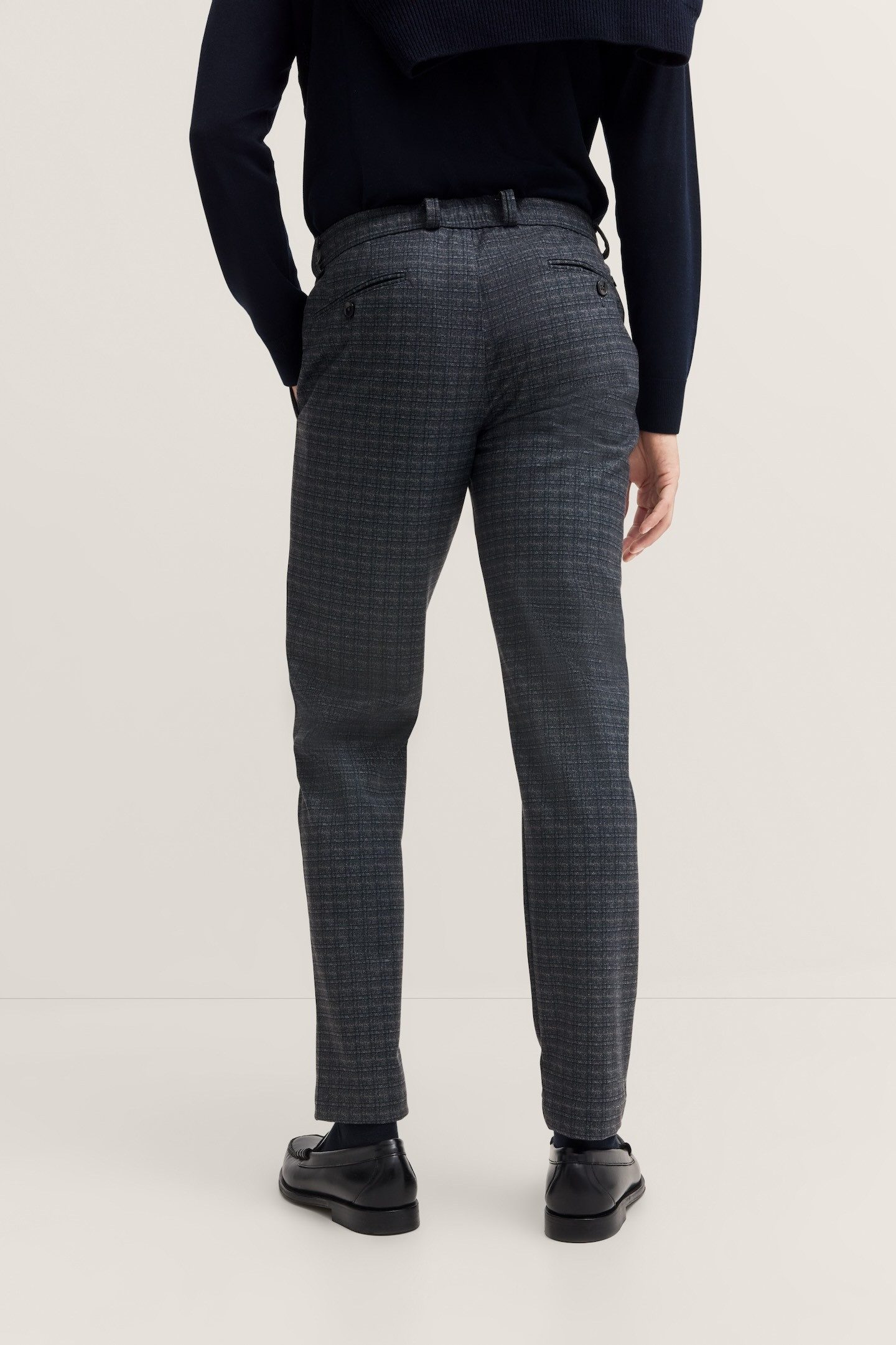 bugatti Chinohose Slim Fit Glencheck mit Stretch & Kordelzug
