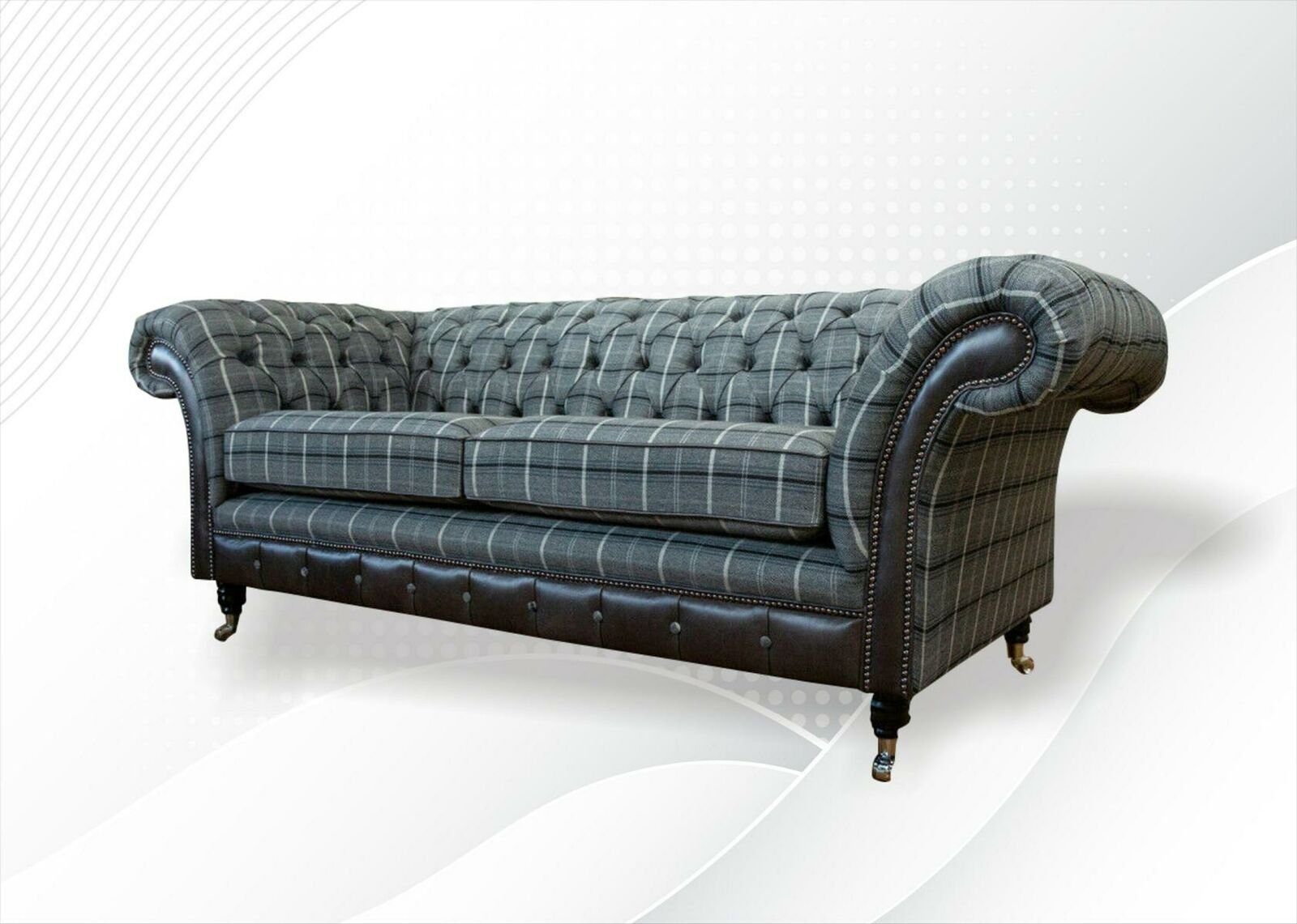 Möbel Wohnzimmer Modern Chesterfield Neu Chesterfield-Sofa, Couchen Design JVmoebel Grau Stoff Kreative Sofa