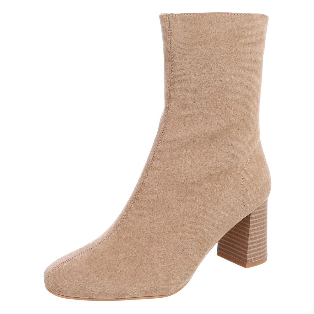 Ital-Design Damen Stiefelette mit Blockabsatz und schmalem Schaft Stiefelette (92268946) Blockabsatz Stiefeletten in Hellbraun