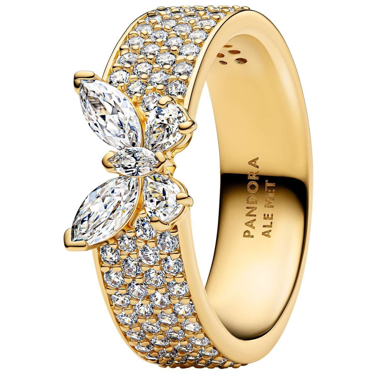 Pandora Fingerring 164270C01, Damenring Funkelnder Schmetterling breit Goldfarben