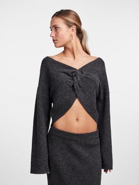 pieces Strickpullover - gerippter Pullover mit Knotendetail - Cropped Sweatshirt