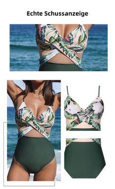 B.X Monokini Damen-Badeanzug mit überkreuzter Vorderseite aus Netzstoff Sommerlicher, hoch taillierter, hohler Bikini mit Spaghettiträgern