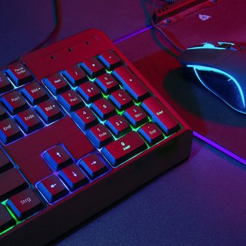 KLIM Chroma wireless Gaming, hintergrundbeleuchtete Tasten, Anti Ghosting Gaming-Tastatur (Deutsche Tastenbelegung, ergonomisch, wasserfest, keyboard)