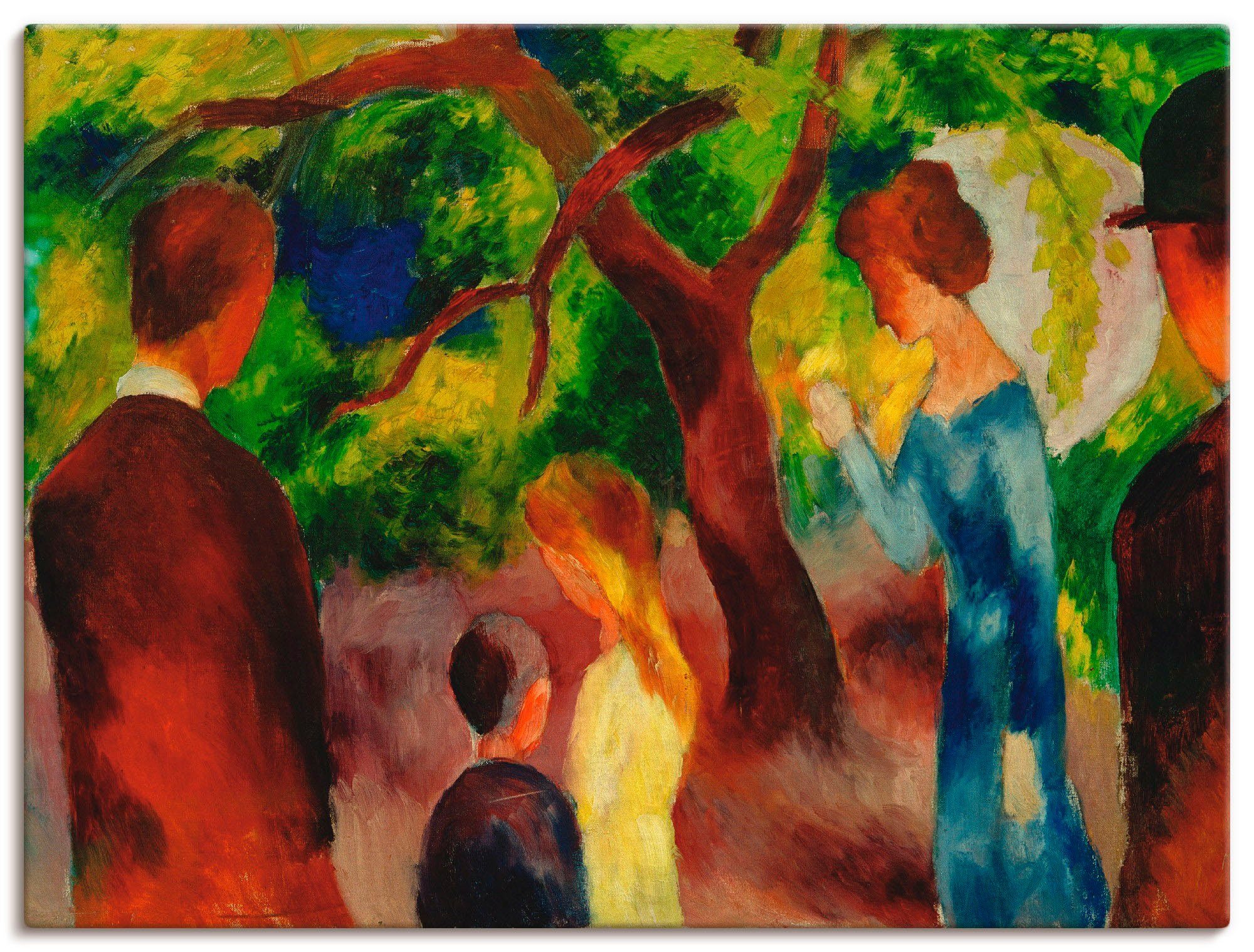 Artland Leinwandbild Große Promenade: Leute im Garten, Gruppen & Familien (1 St), auf Holzrahmen gespannt
