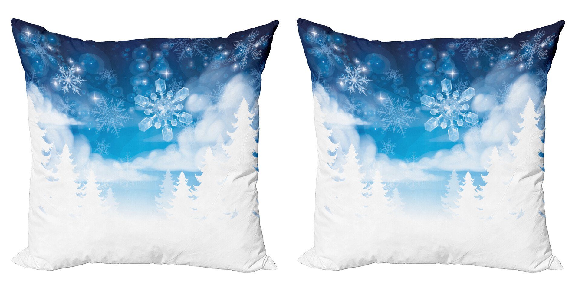Kissenbezüge Modern Accent Doppelseitiger Digitaldruck, Abakuhaus (2 Stück), Winter Schneeflocken und Sterne