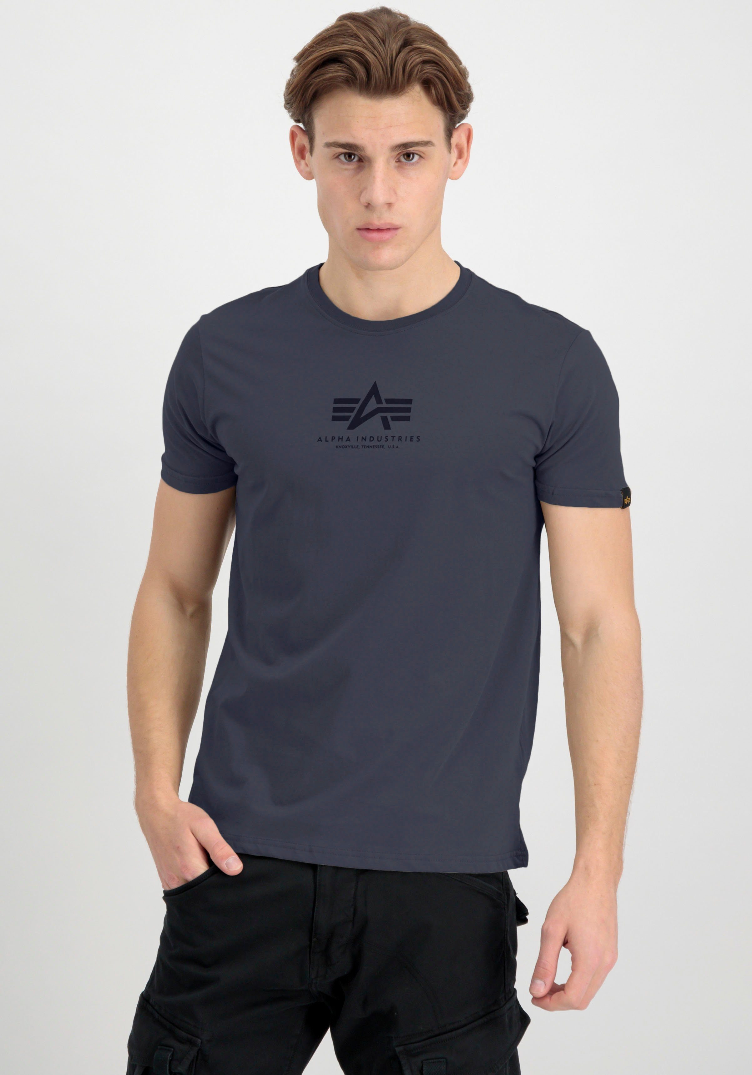 Alpha Industries Rundhalsshirt Basic T grey/black ML