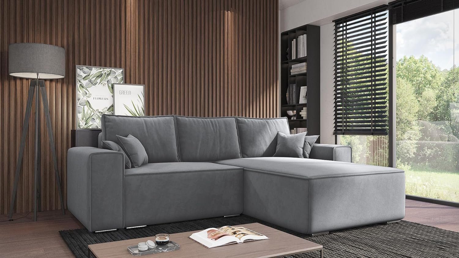 Schlafsofa Couch Eckcouch und L-Form, Cordstoff, ERNO Schlaffunktion Bettkasten mit Wohnzimmer, II, Sofa für MOEBLO Ecksofa Ecksofa aus Sofagarnitur