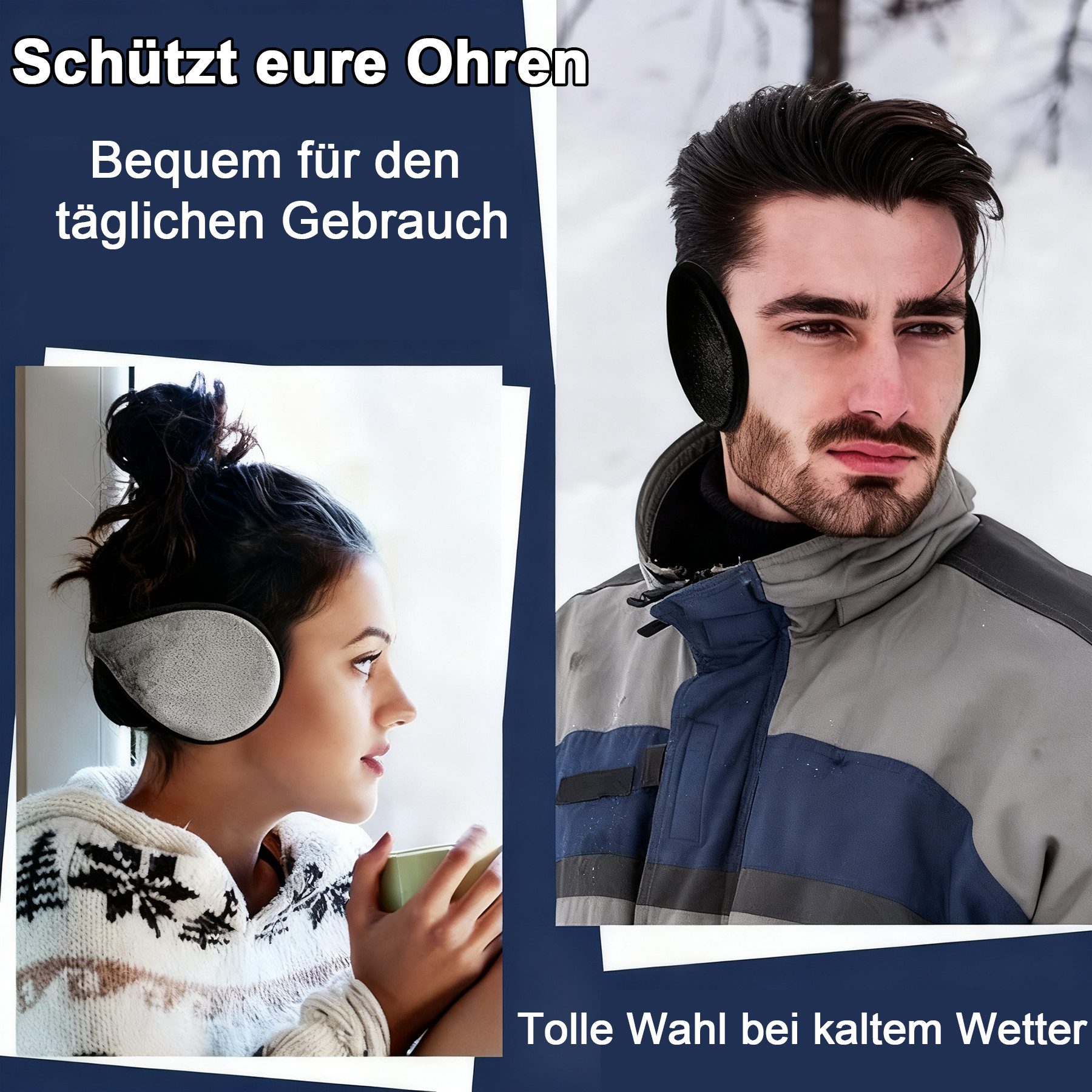 Mutig Ohrenwärmer 2 Stück Ohrenwärmer, Faltbare Plüsch Ohrenschützer für Herren & Damen (Winter Ohrenschützer, Wärmend & Kälteschutz, Ohrenmuscheln für Skifahre – Bild 3 von 5