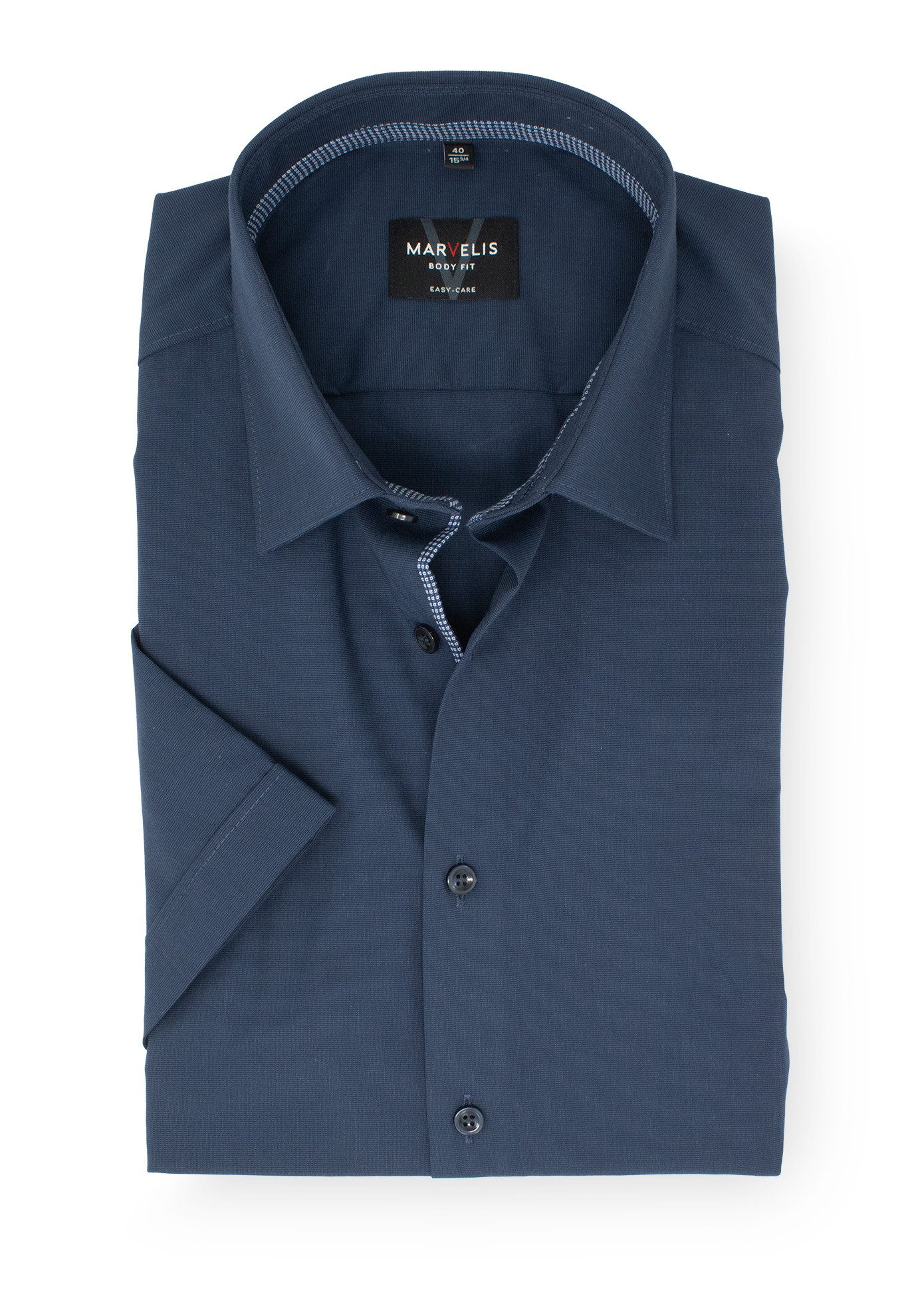 MARVELIS Kurzarmhemd Kurzarmhemd - Body Fit - Einfarbig - Bleu