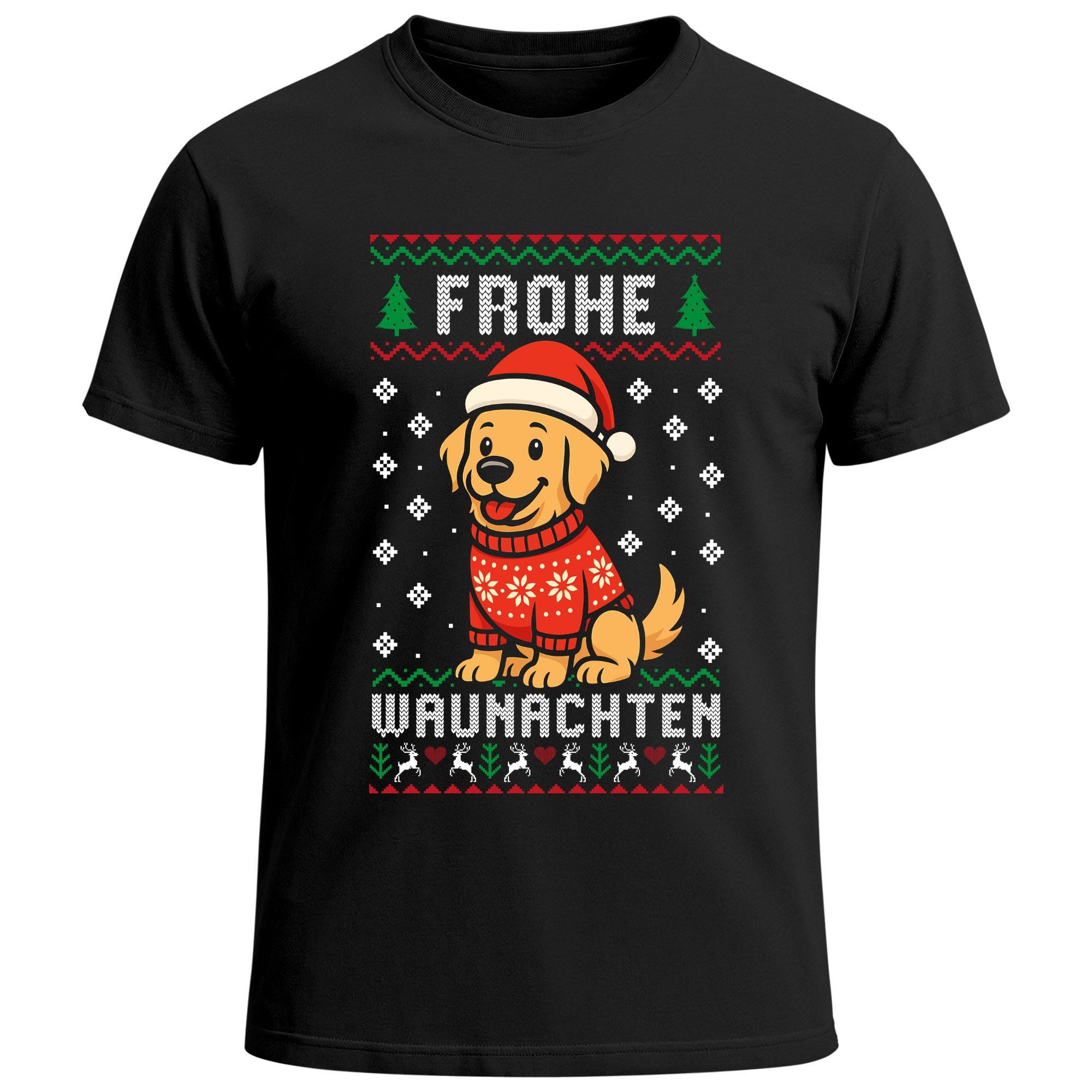 Print-Shirt Herren T-Shirt Weihnachten Frohe Waunachten Wortspiel Spruch lustig